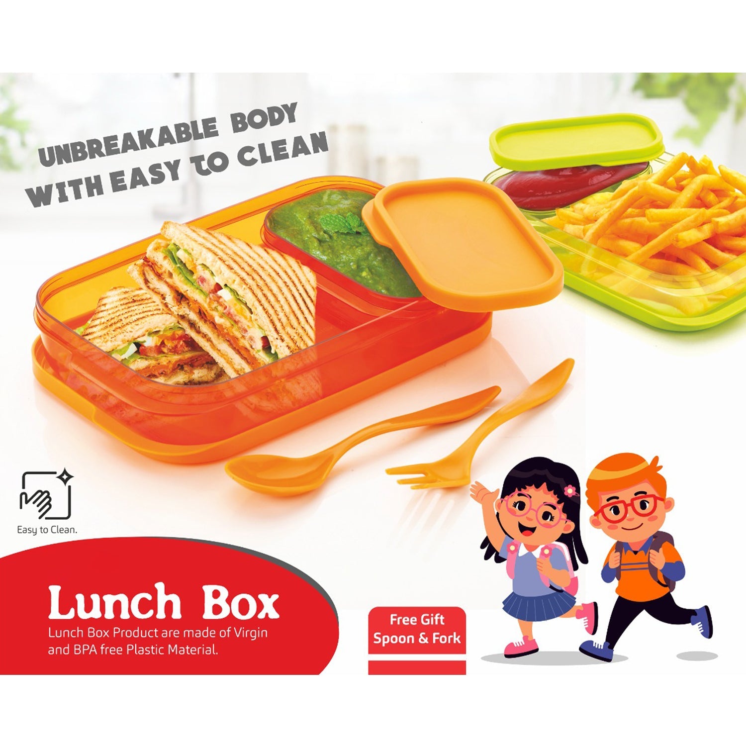 2879 Seal Rectangular 2 Containers Lunch Box DeoDap
