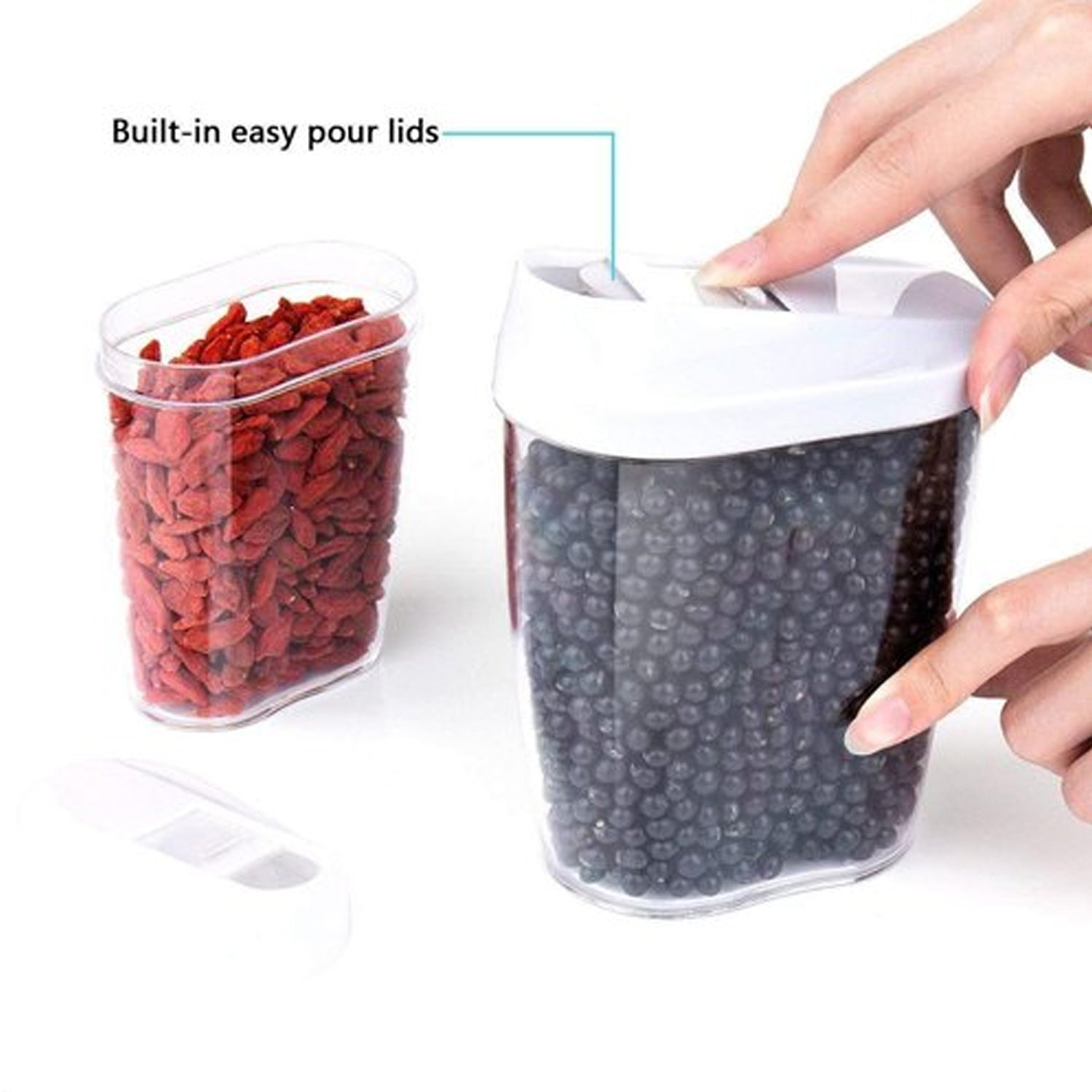 2166 Easy Flow Kitchen Container Jar Cereal Rice Pasta Grains Plastic Dispenser Storage Box DeoDap