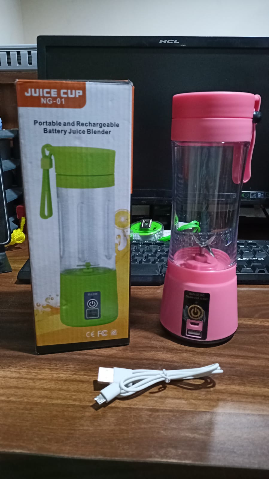 0121 Portable 6 Blade Juicer Cup USB Rechargeable Vegetables Fruit Juice Maker Juice Extractor Blender Mixer With Power Bank DeoDap