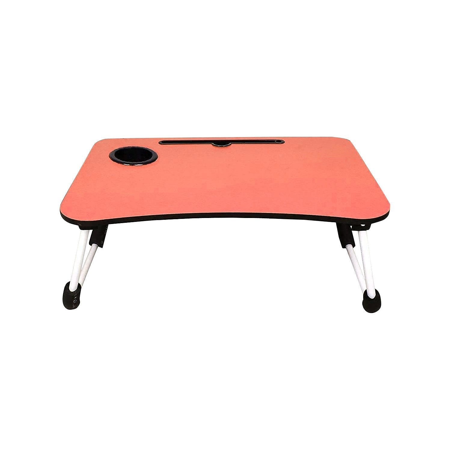 8033 Orange Multipurpose Foldable Laptop Table with Cup Holder (With Box) DeoDap