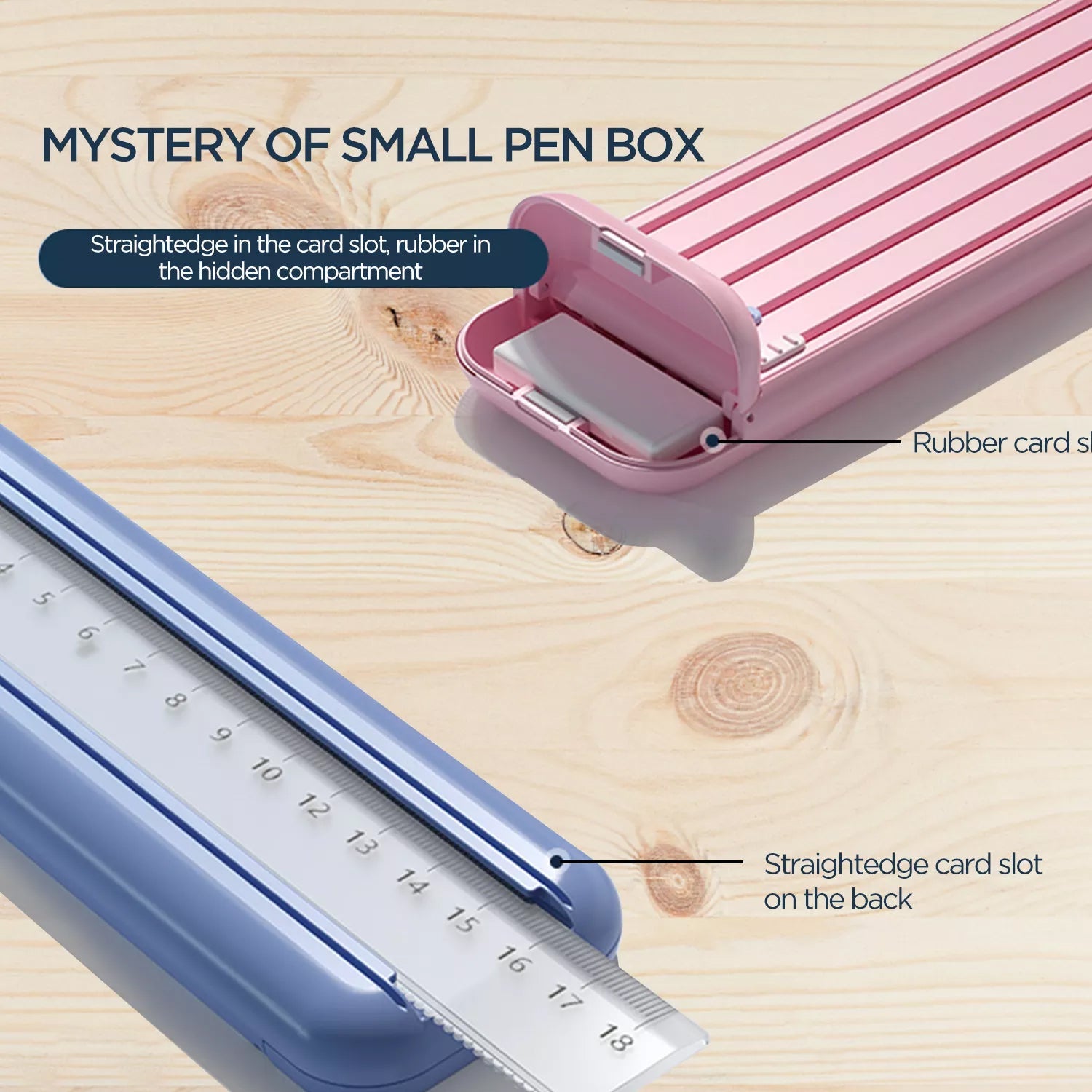 4983 Plastic Pencil Case for Students, Small Hard Pencil Case with Slot, Compact Pencil Box with 5pcs Pencils, Ruler and Eraser for School DeoDap