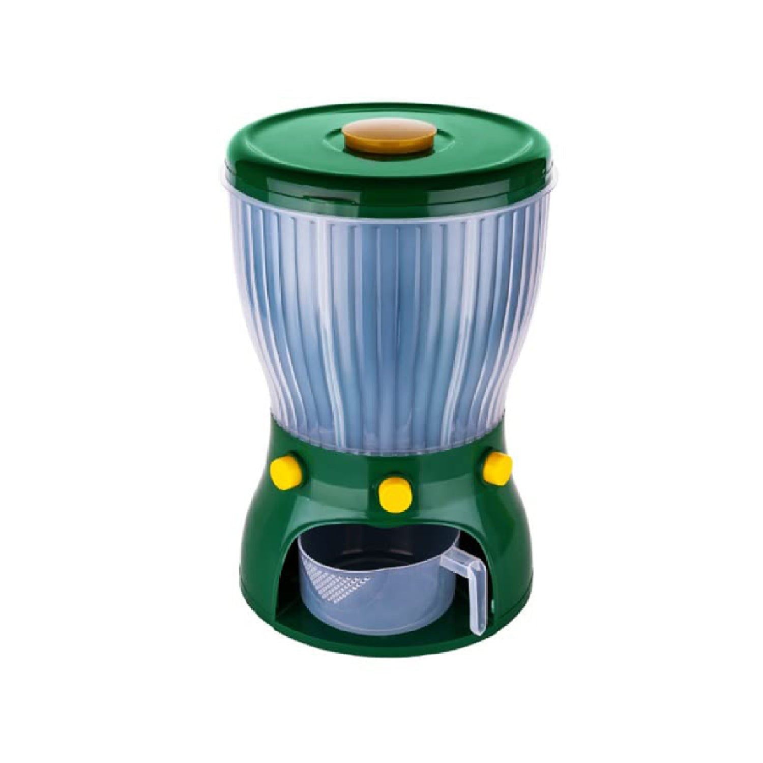 2895 Whole Grains Rice Bucket Rice Storage Tank, 360 Degree Rotary 4-Grid Rice Storage Dry Food Dispenser Food Storage Box, Green DeoDap