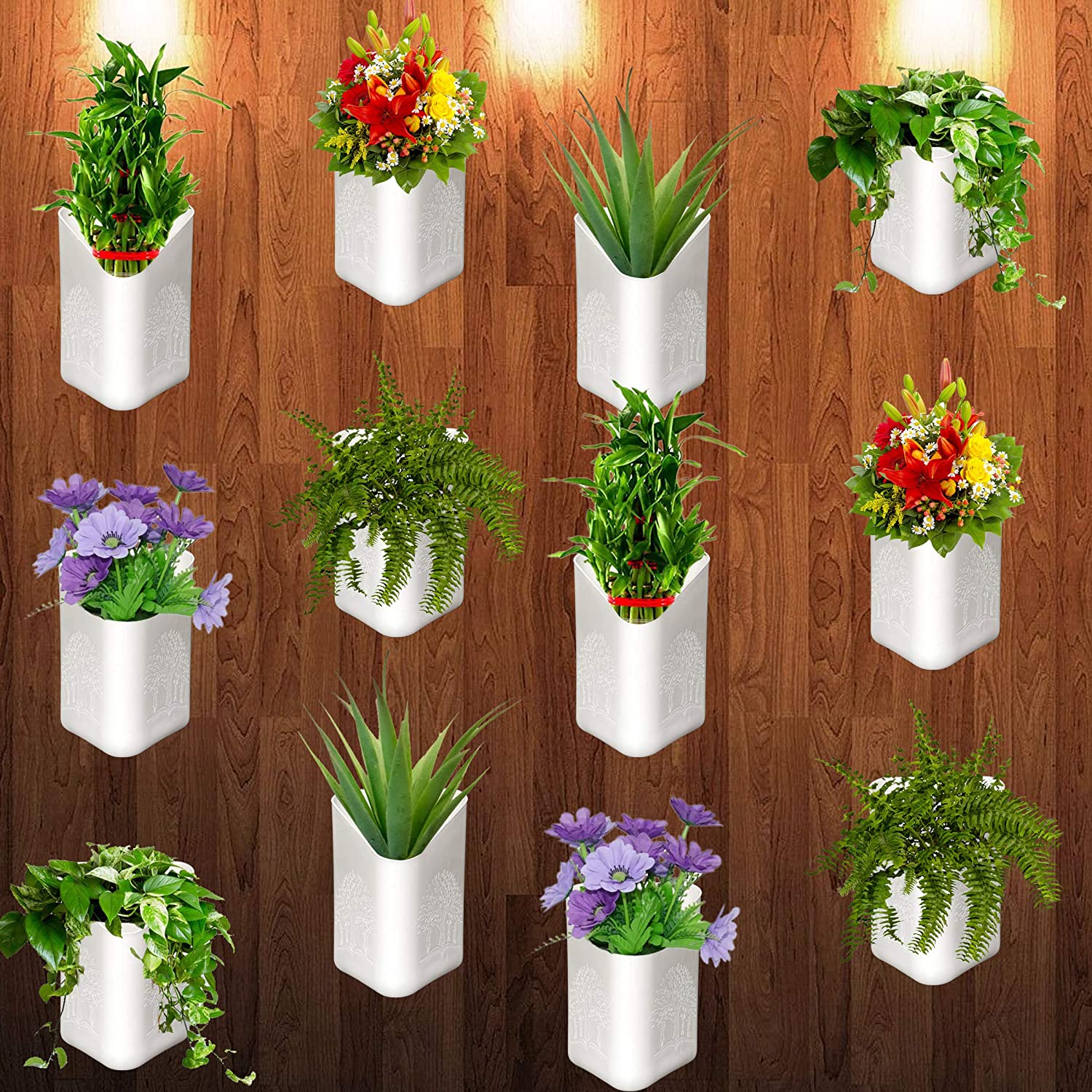 3858 Plastic Vertical Hanging Planter Pot, Multicolour, - SkyShopy