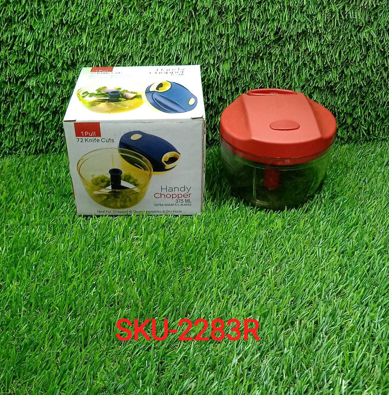 2283R Manual Red mini plastic food chopper with extra sharp blades (375 Ml) DeoDap