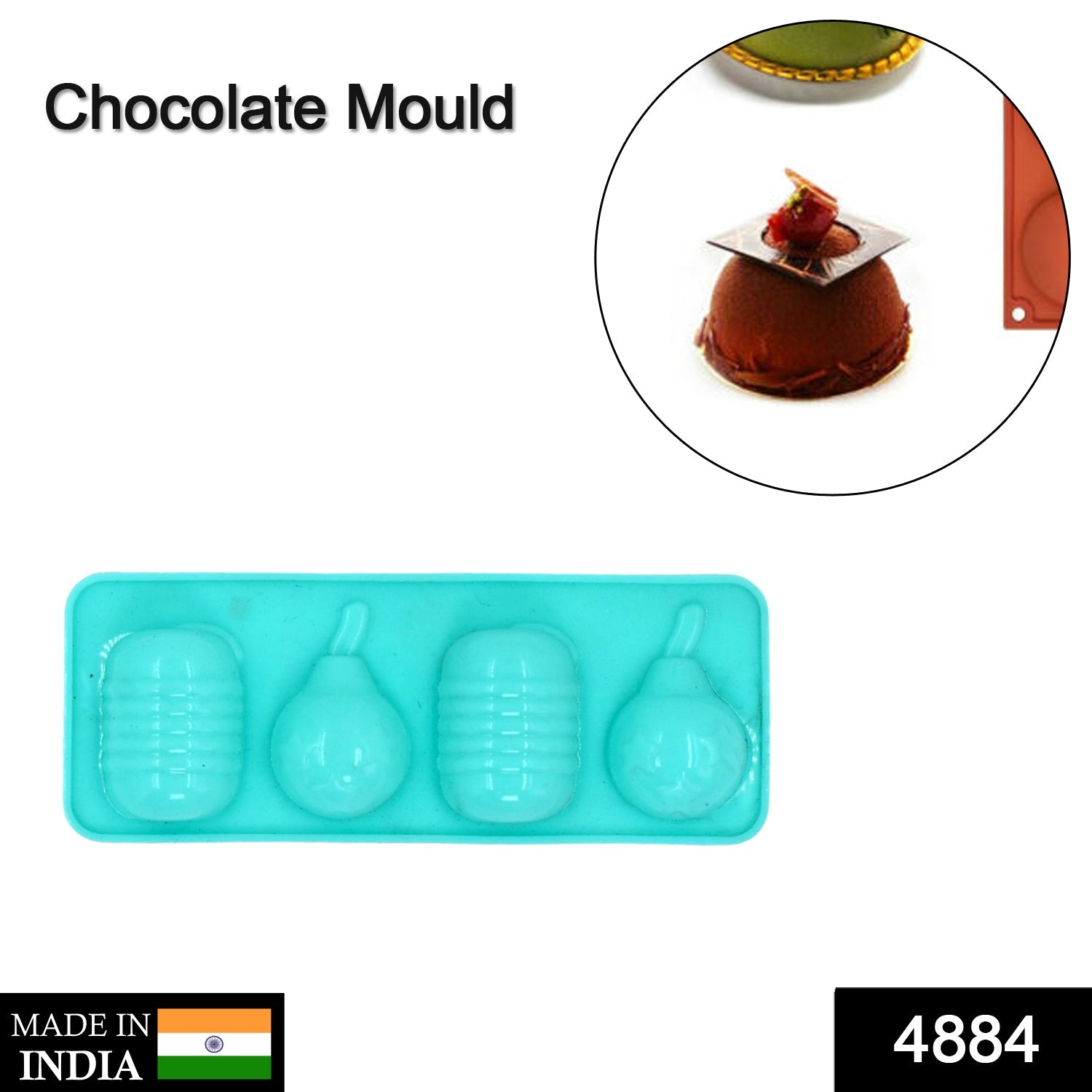 4884 4cav Bomb Choc Bar Flexible Silicone Mold Candy Chocolate Cake Jelly Mould DeoDap