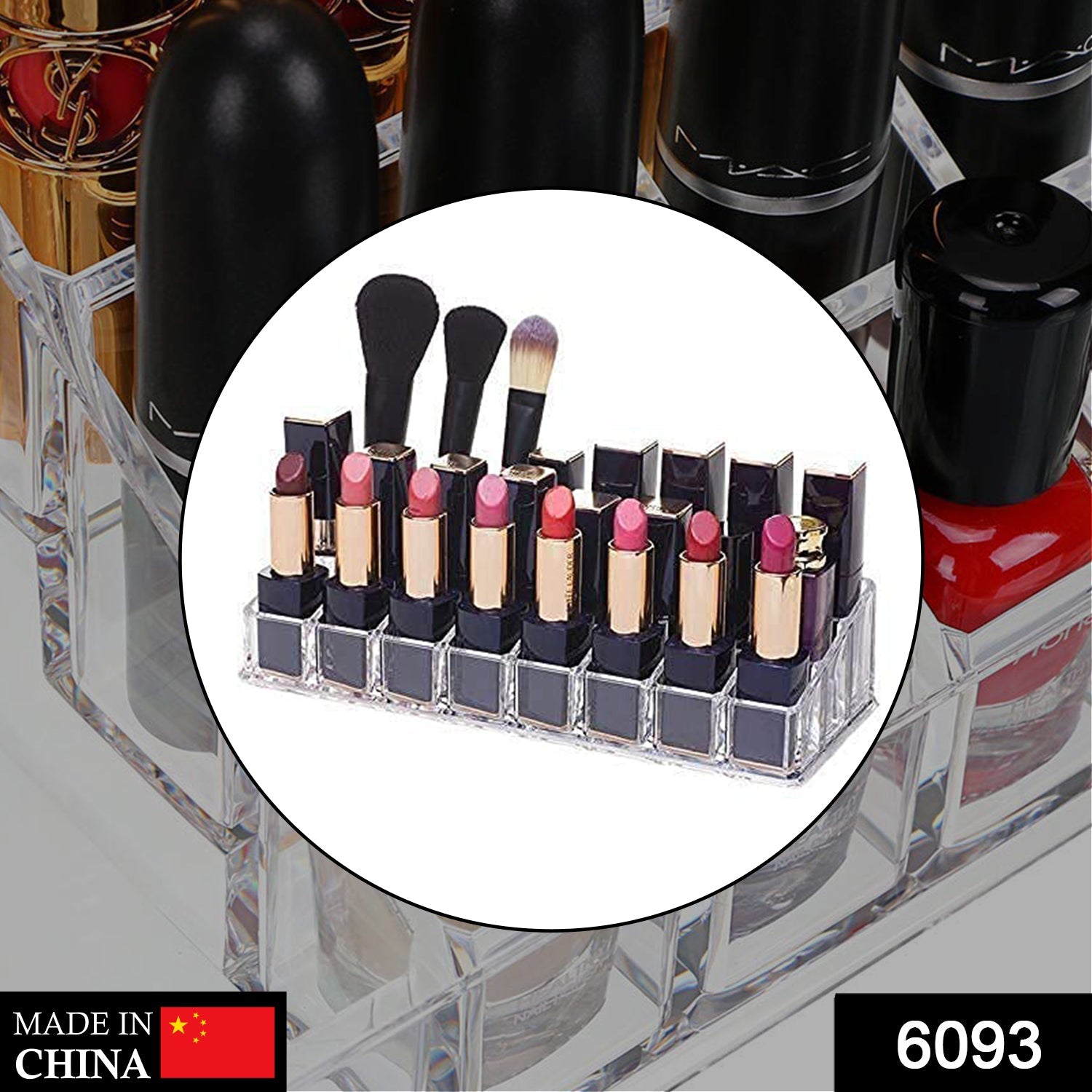 6093 Acrylic Multi Purpose Lipstick Cosmetics Stand Display Holder 24 Section