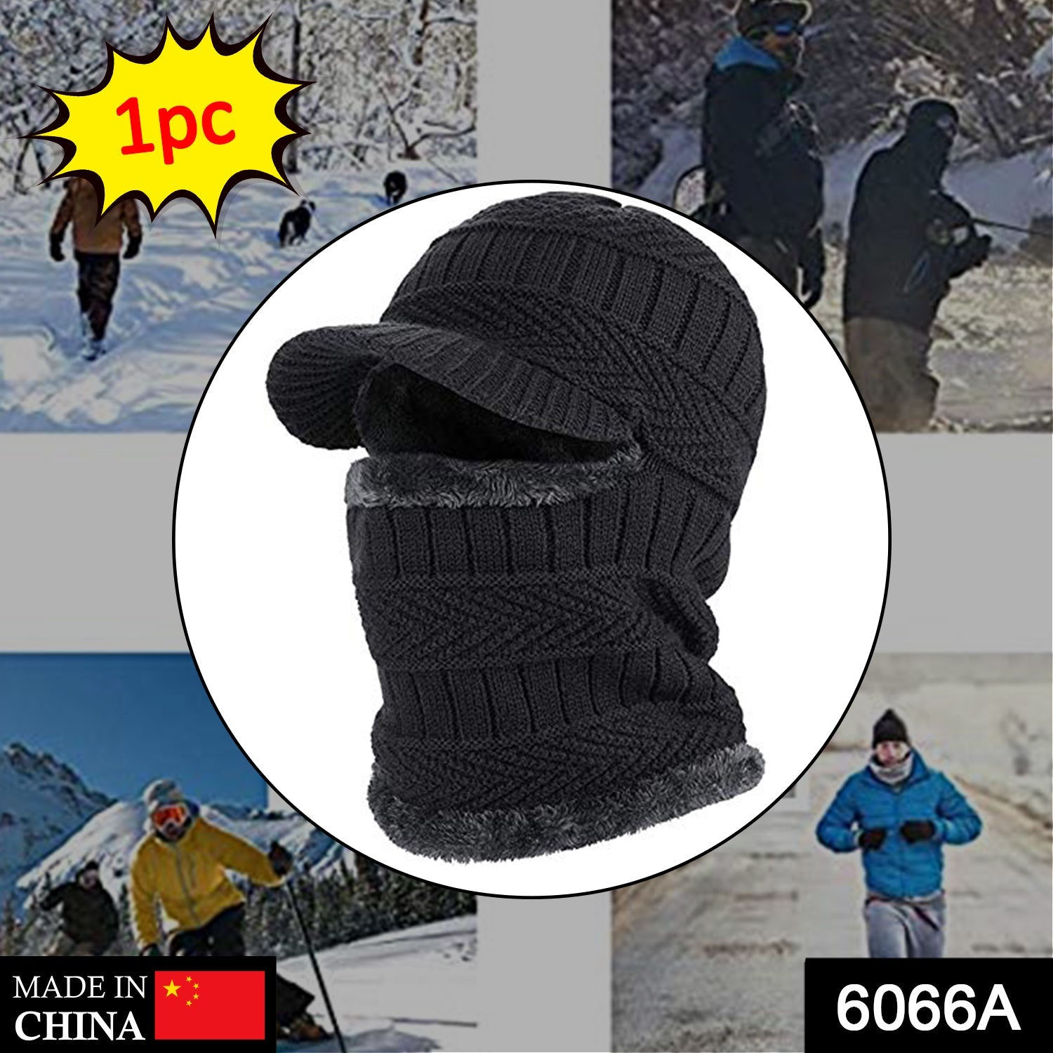 6066A Woolen Windproof Multi Functional Winter Face Mask, Neck Warmer