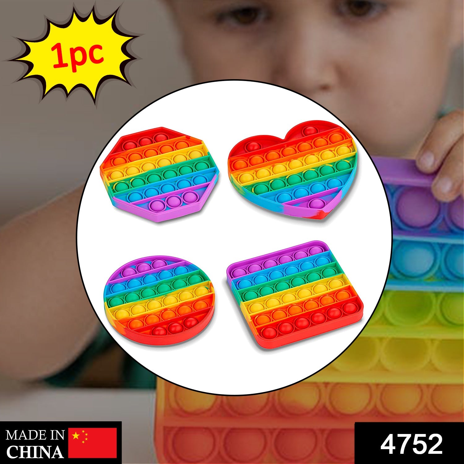 4752 Random Shape Rainbow Colored Fidget (1Pc Only)