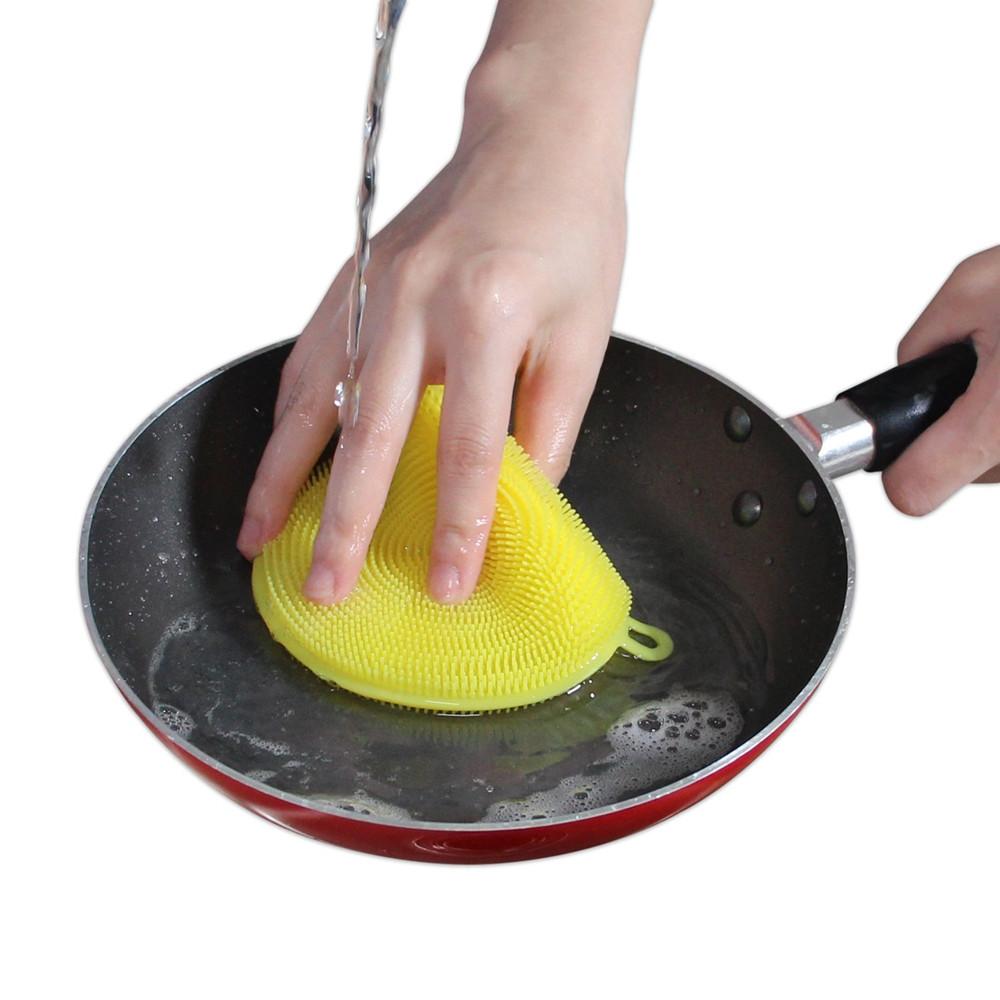 1344 Silicone Dish Scrubber Sponge Mildew Free, Non Stick, Heat Resistant DeoDap