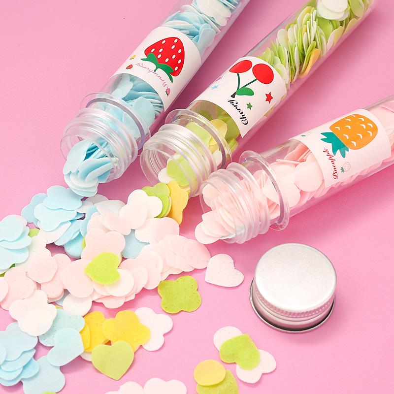 1319 Portable Hand Washing Bath Flower Shape Paper Soap Strips In Test Tube Bottle - SkyShopy