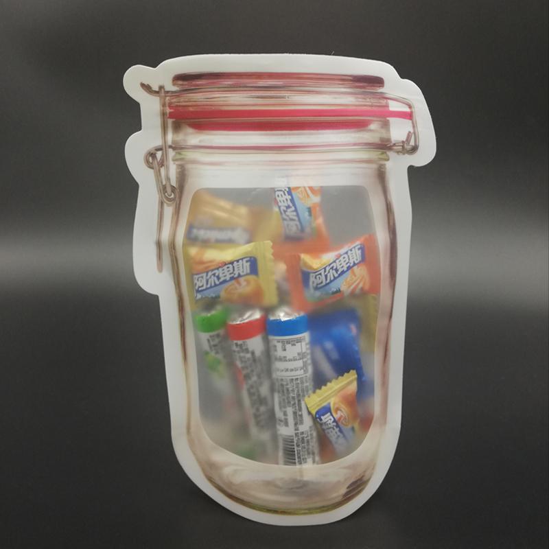 1074 Reusable Airtight Seal Plastic Food Storage Mason Jar Zipper (500ml) - SkyShopy