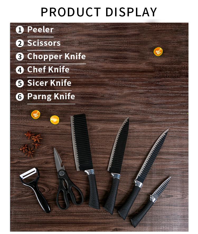 2285 Stainless Steel Knife Set With Chef Peeler And Scissor (6 Pieces) - SkyShopy