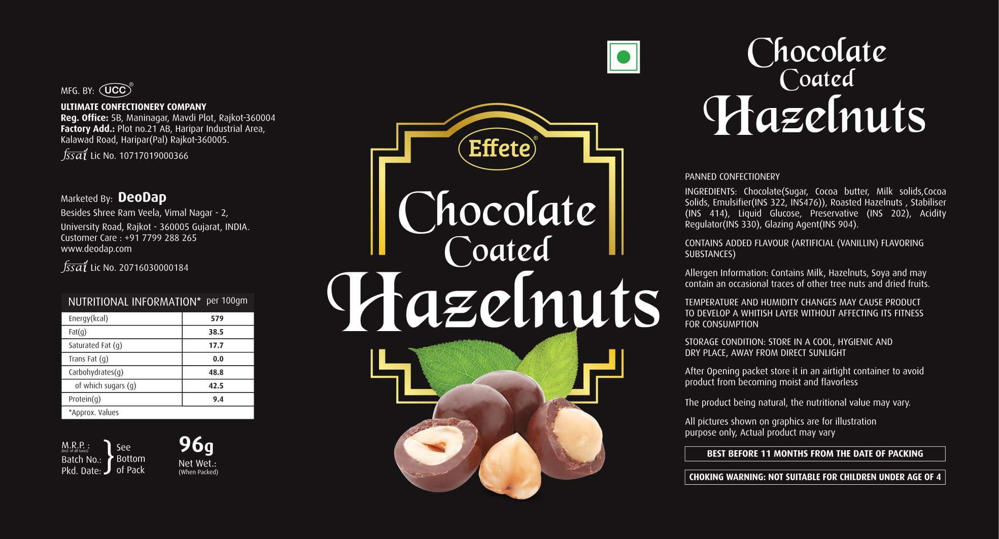 0046 Effete Hazelnuts Chocolate (96 Gms) - SkyShopy