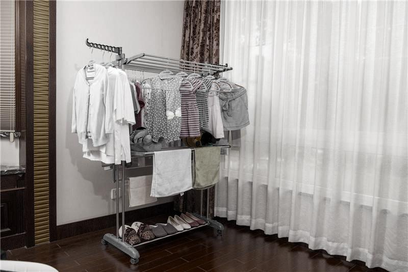 4624 Portable 2 Tier Stainless Steel and Plastic Cloth Drying Stand with Double Pole - SkyShopy