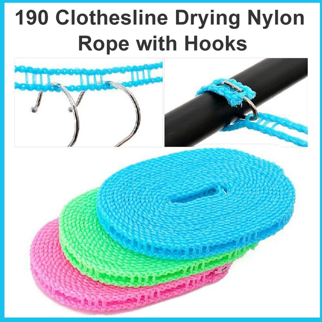0190 Clothesline Drying Nylon Rope with Hooks - SkyShopy