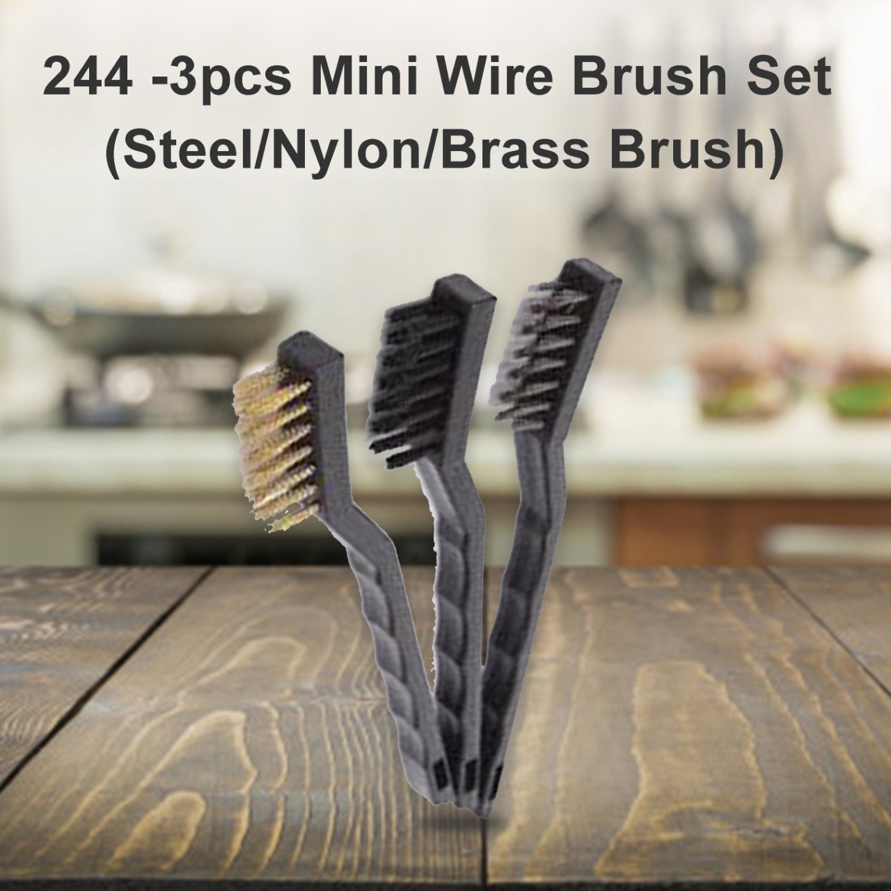 0244 -3pcs Mini Wire Brush Set (Steel/Nylon/Brass Brush) - SkyShopy
