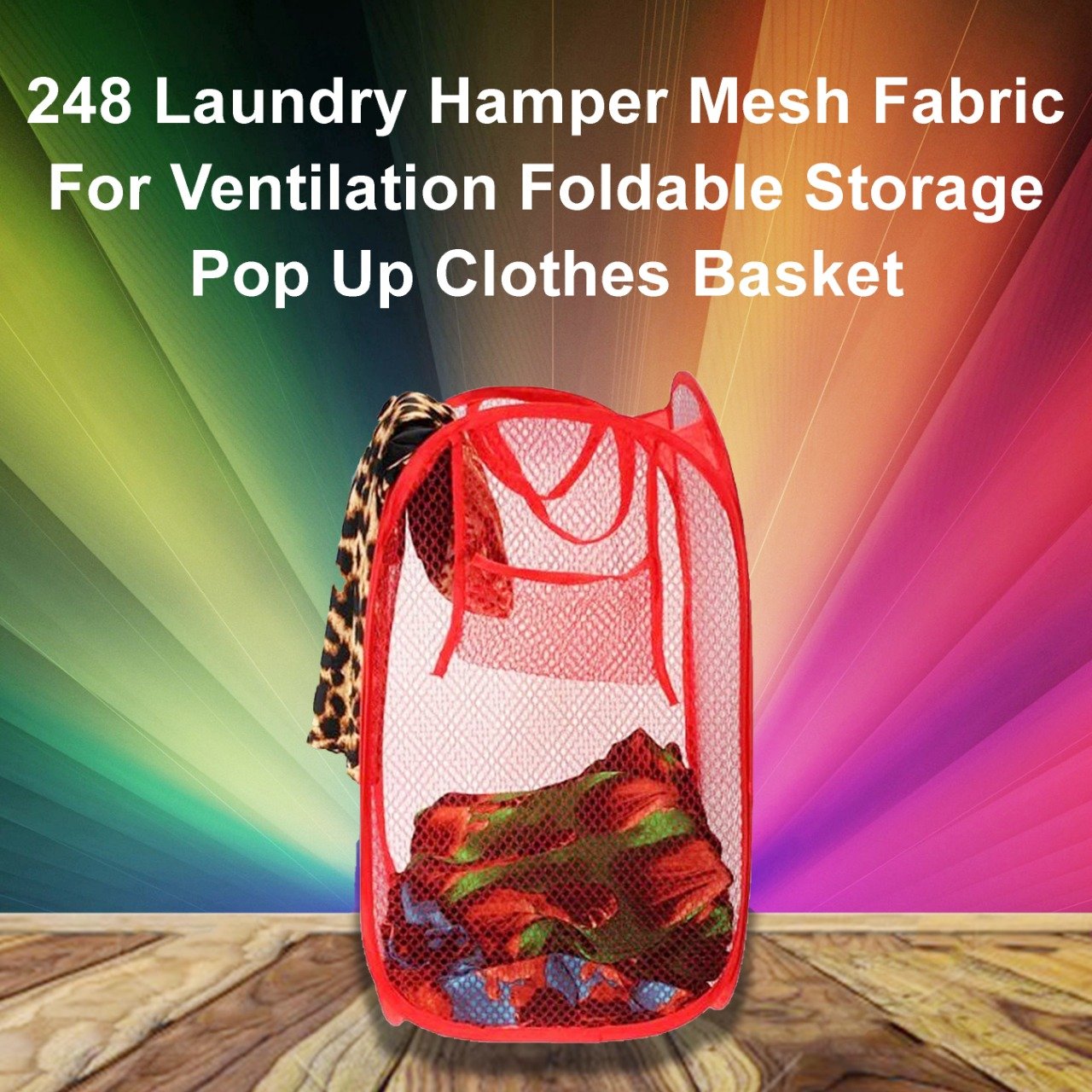 0248 Laundry Hamper Mesh Fabric For Ventilation Foldable Storage Pop Up Clothes Basket - SkyShopy