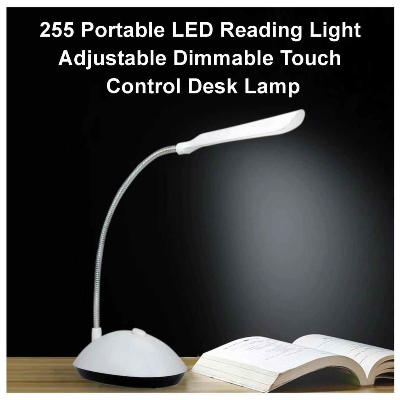0255 Portable LED Reading Light Adjustable Dimmable Touch Control Desk Lamp - SkyShopy