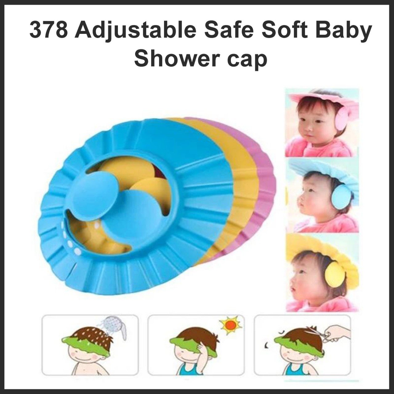0378 Adjustable Safe Soft Baby Shower cap - SkyShopy
