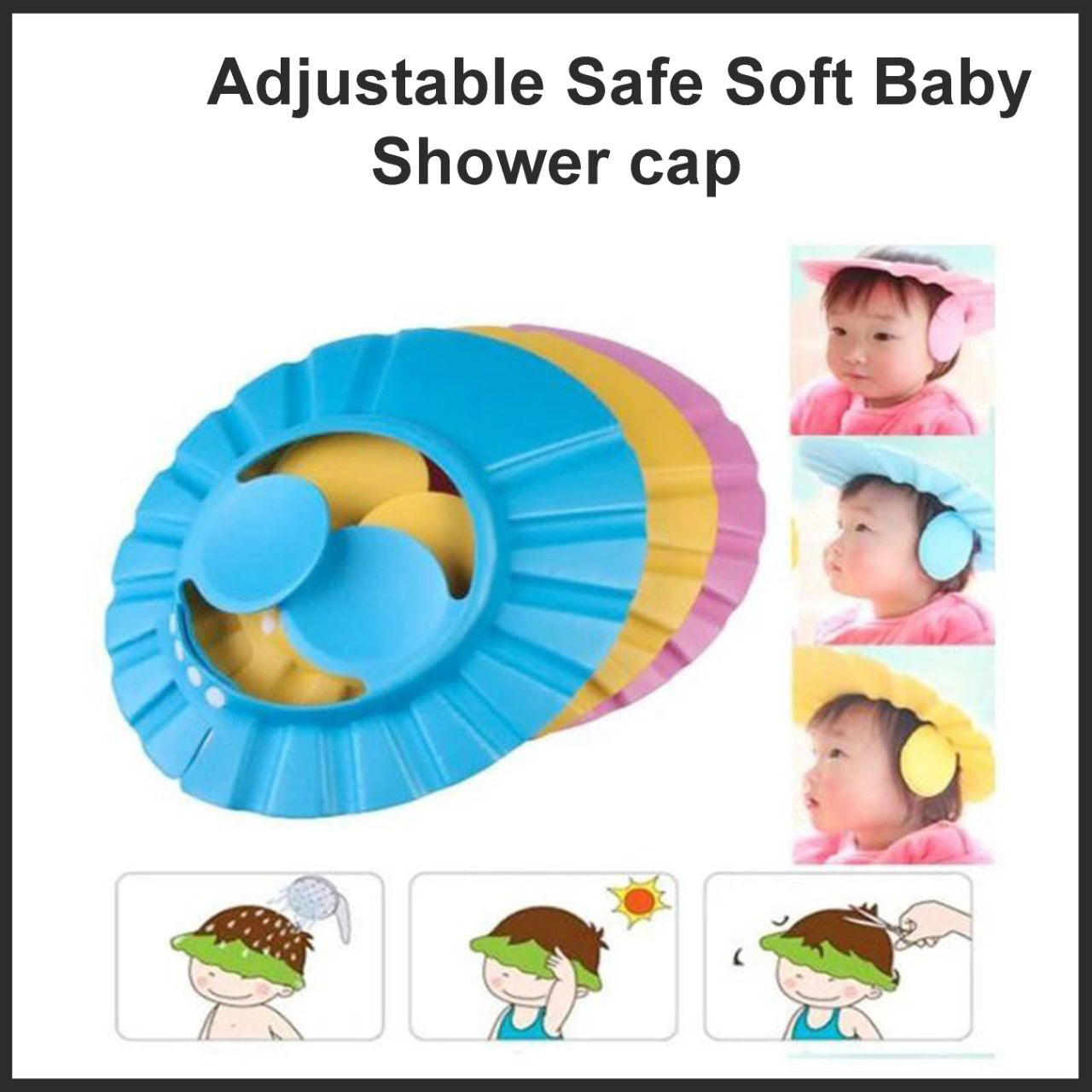 6640 Premium High Quality Baby Shower Cap Bathing Baby Wash Hair Eye Ear Protector Hat for New Born Infants babies Baby Bath Cap Shower Protection For Eyes And Ear. DeoDap