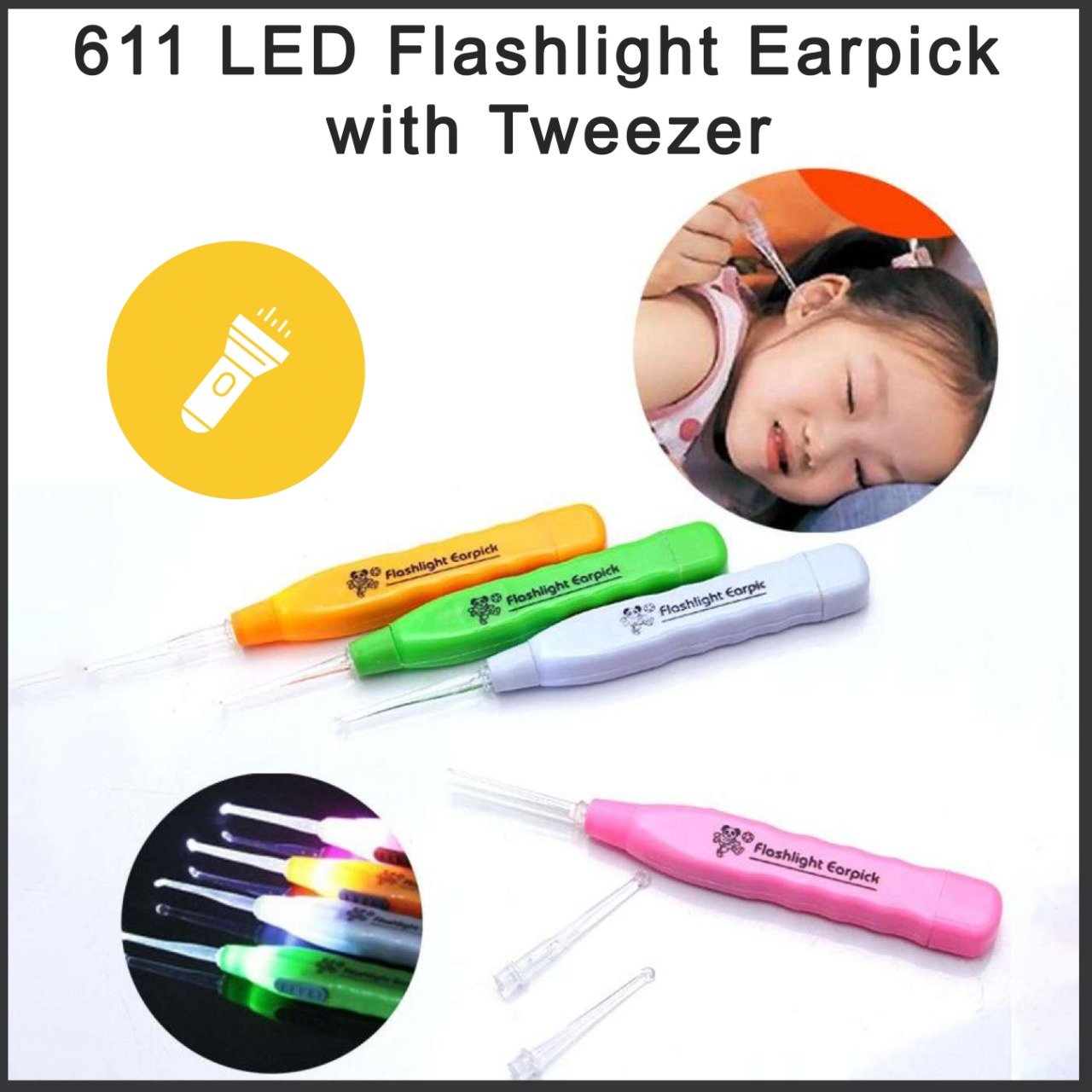 0611 LED Flashlight Earpick with Tweezer - SkyShopy