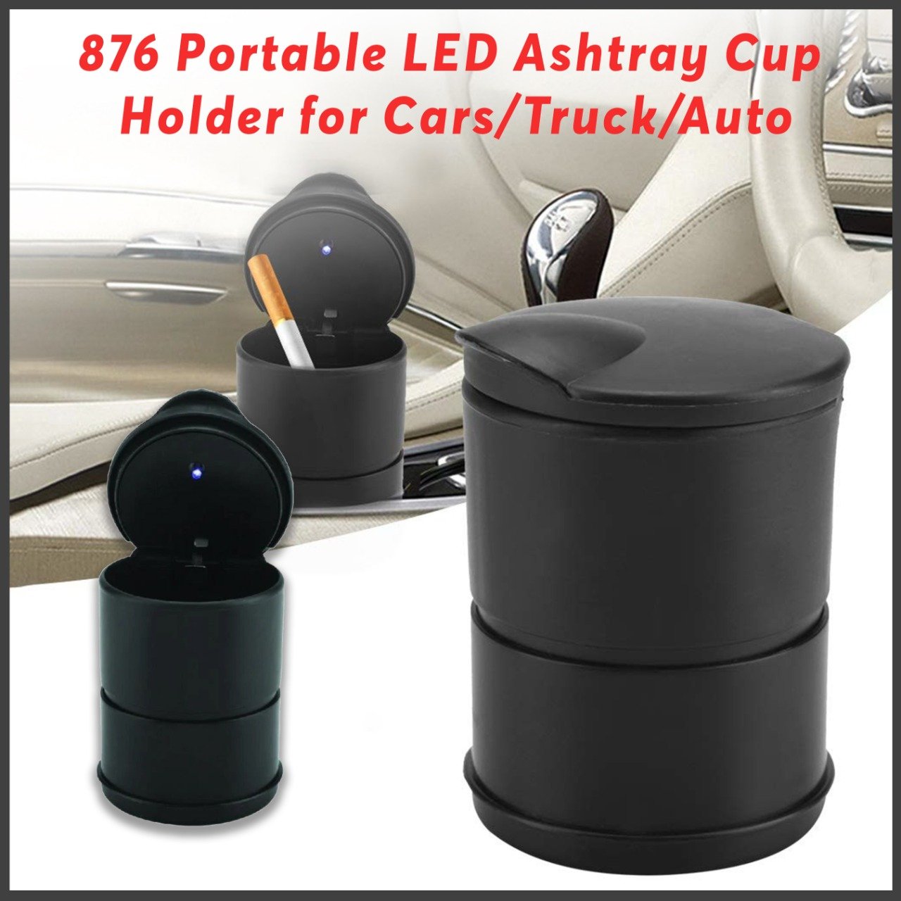 0876 Portable LED Ashtray Cup Holder for Cars/Truck/Auto - SkyShopy
