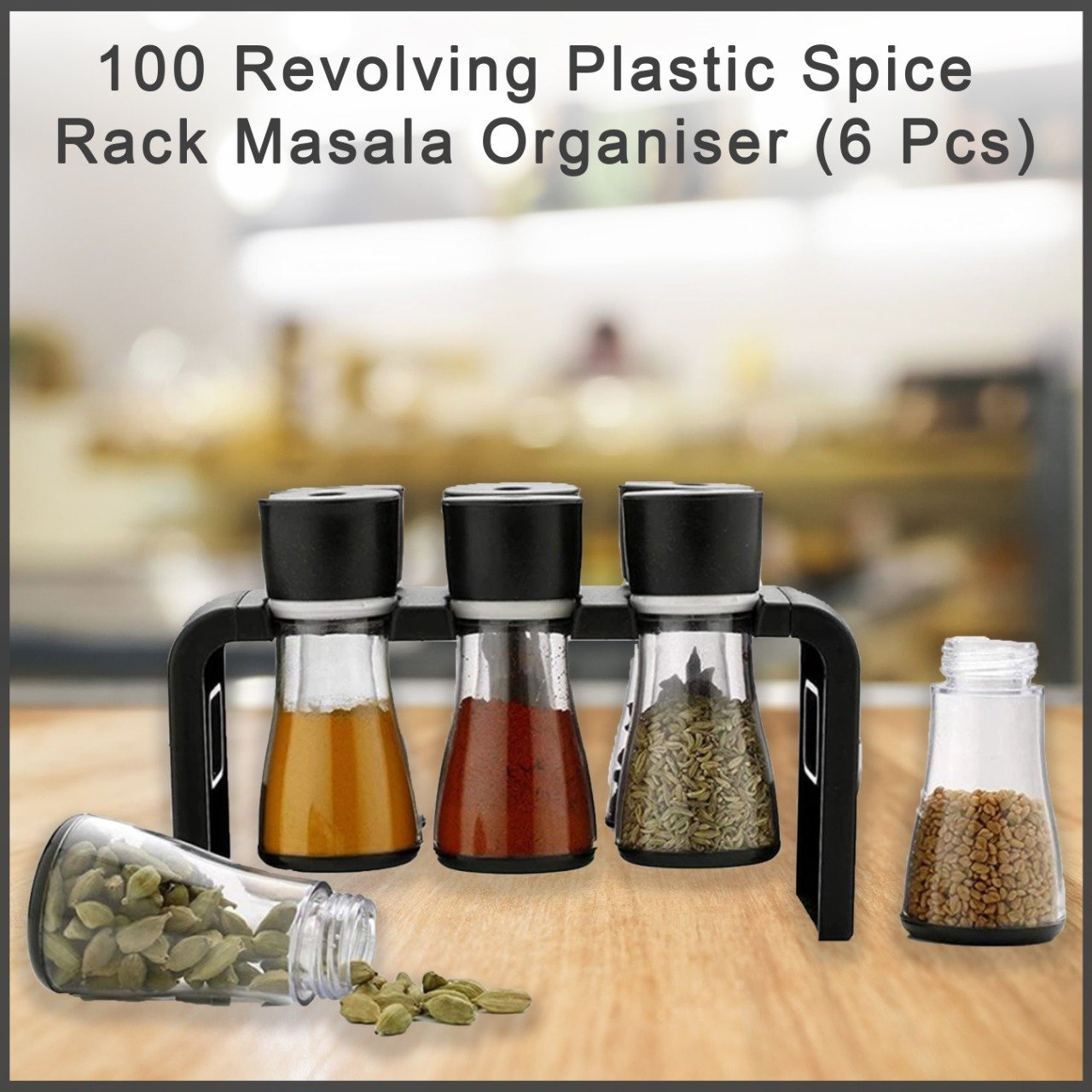 0100 Plastic Spice Rack Masala Organiser (6 Pcs) - SkyShopy