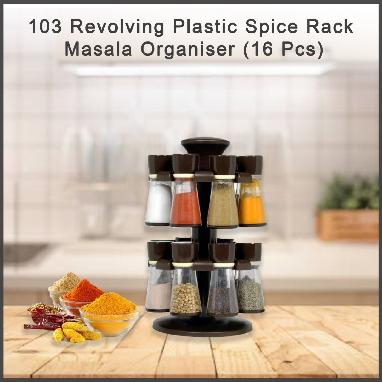 0103 Revolving Plastic Spice Rack  (16 Pcs) - SkyShopy