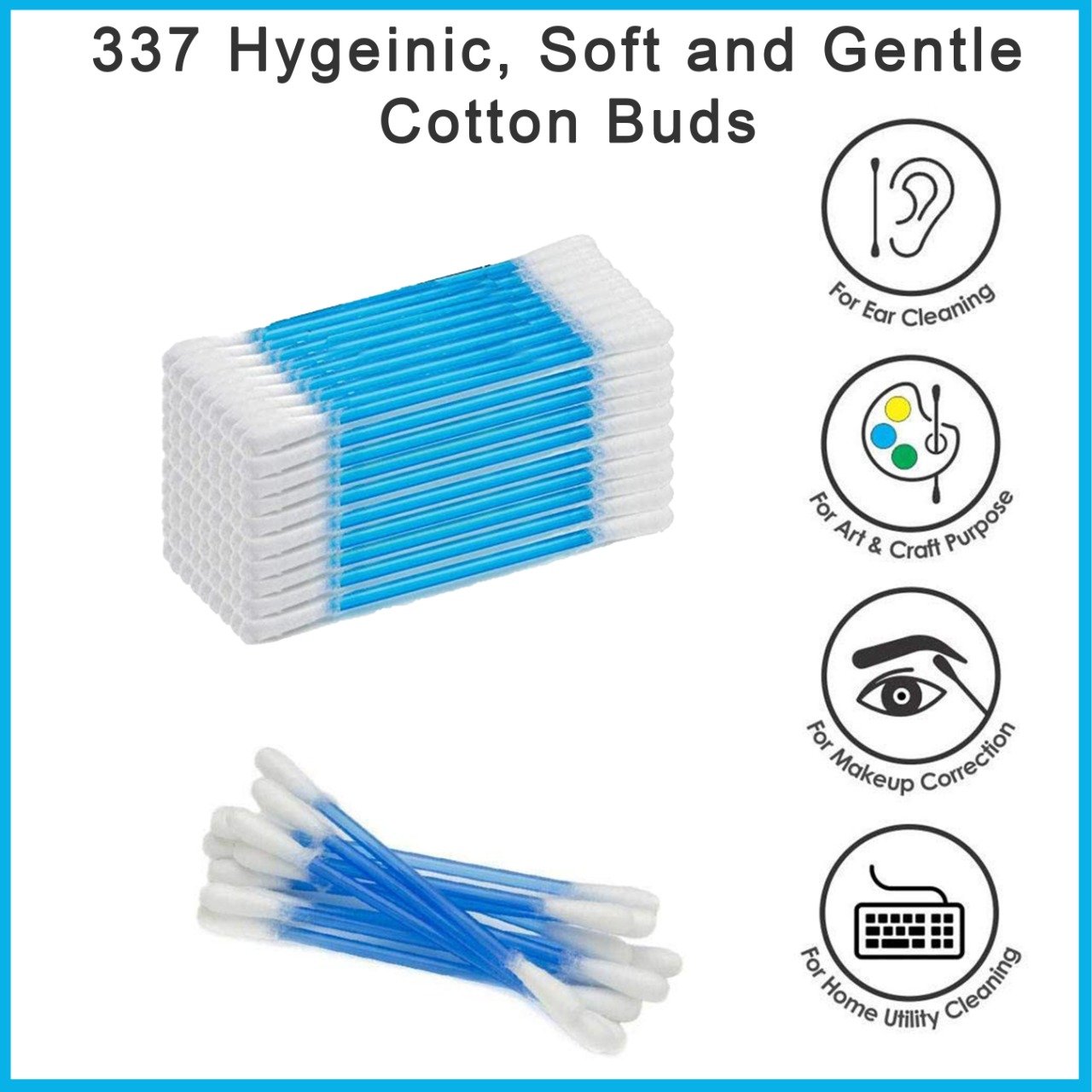 0337 Hygeinic, Soft and Gentle Cotton Buds (100pcs, 200 Swabs) - SkyShopy