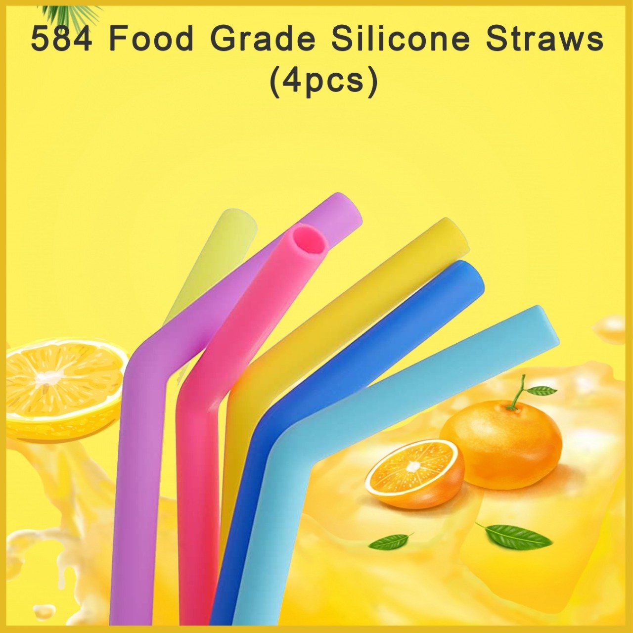 0584 Food Grade Silicone Straws (4pcs) - SkyShopy
