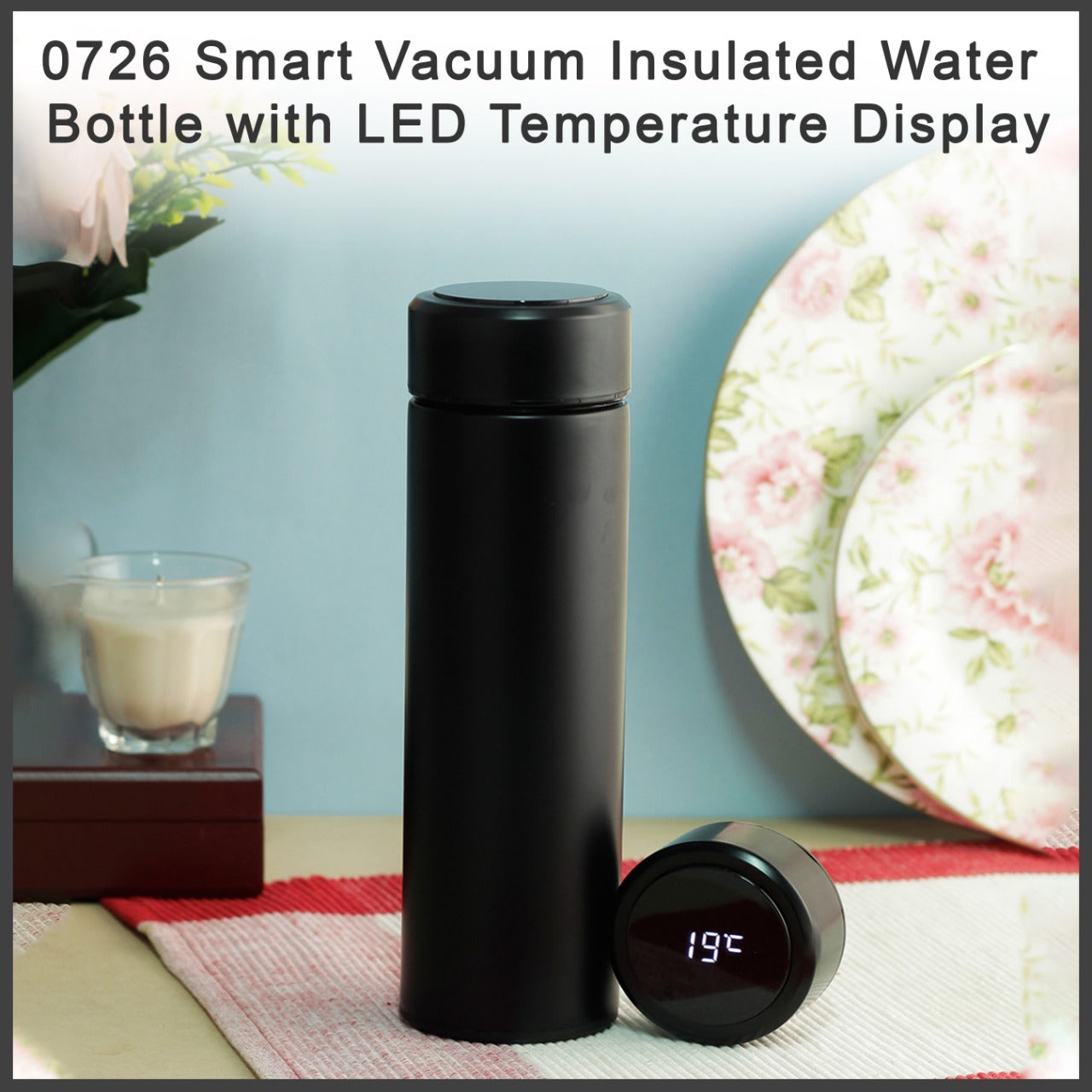 0726 Smart Vacuum Insulated Water Bottle with LED Temperature Display (Mix Color)
