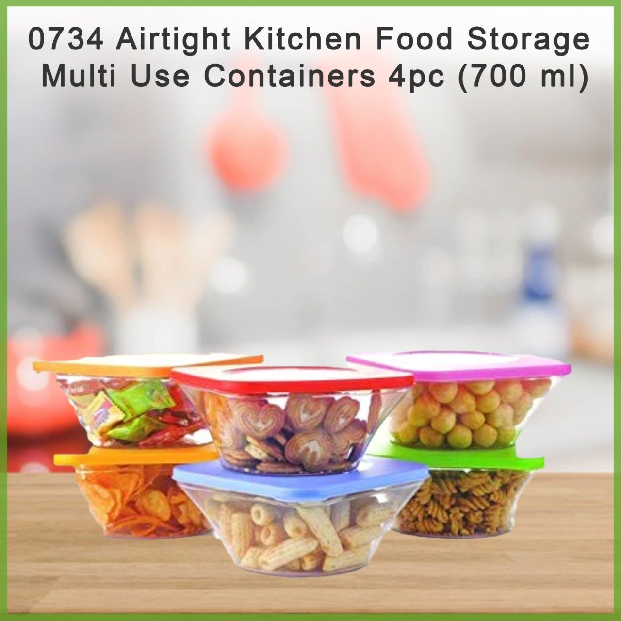 0734 Airtight Kitchen Food Storage Multi Use Containers 4pc (700 ml) - SkyShopy