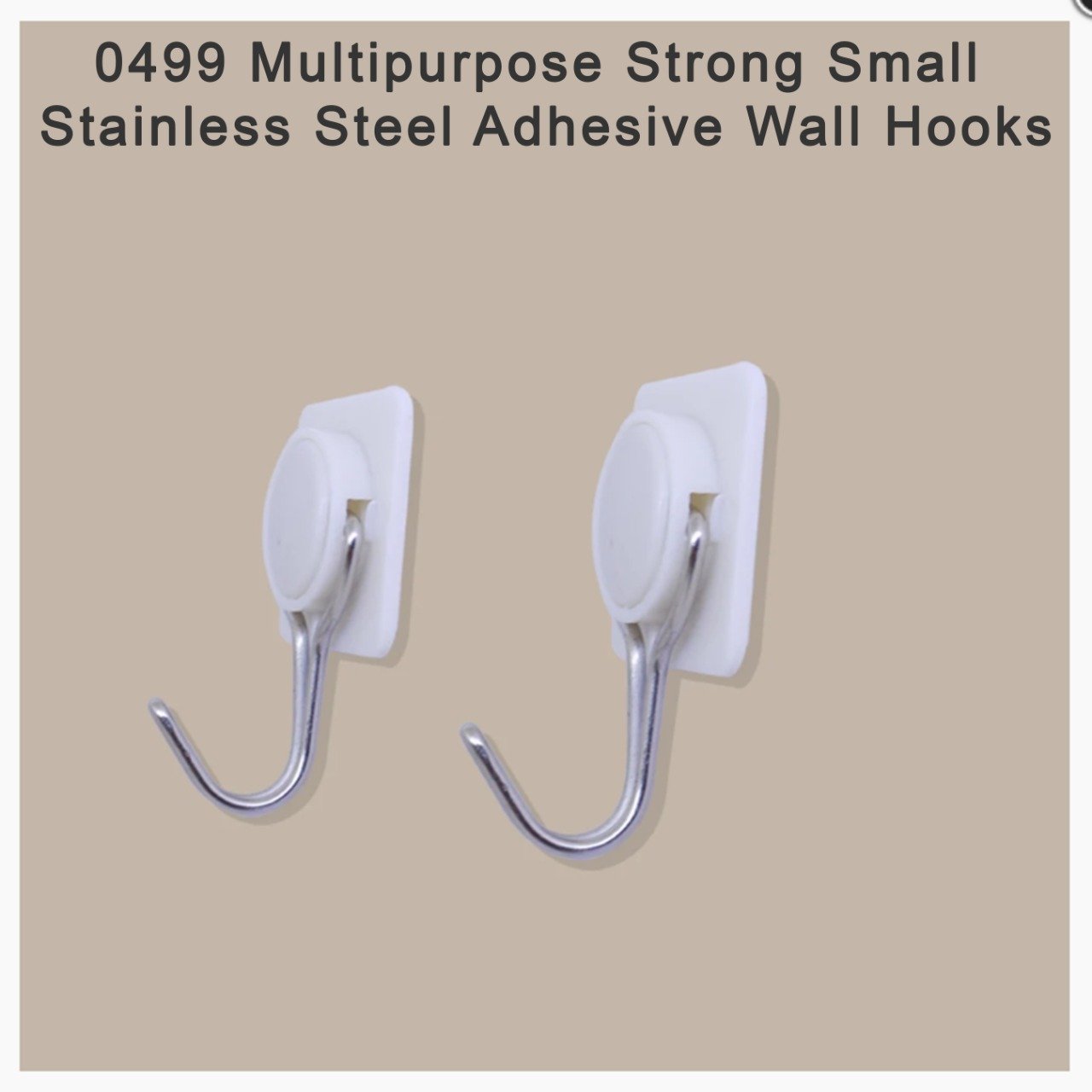 0499 Multipurpose Strong Small Stainless Steel Adhesive Wall Hooks - SkyShopy