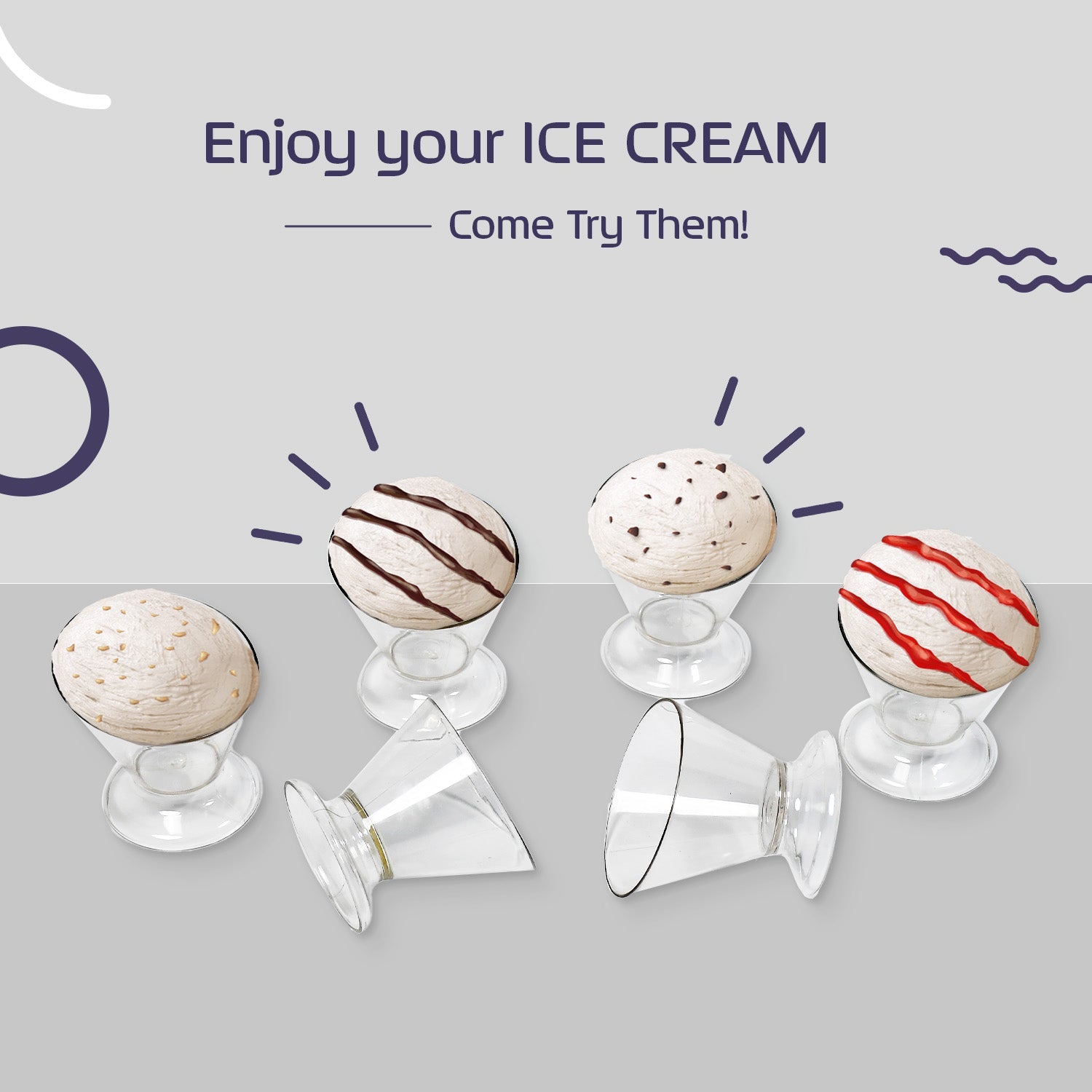 5296 Modern Style Dessert & ICE Cream Bowl Plastic 6pcs For Home , Office & Party Use DeoDap