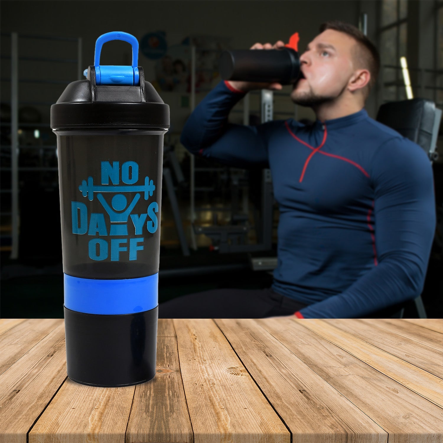 1774 Protein Shaker Bottle|Gym|Water Bottle with 2 Storage Compartment|BPA Free| 500ml DeoDap