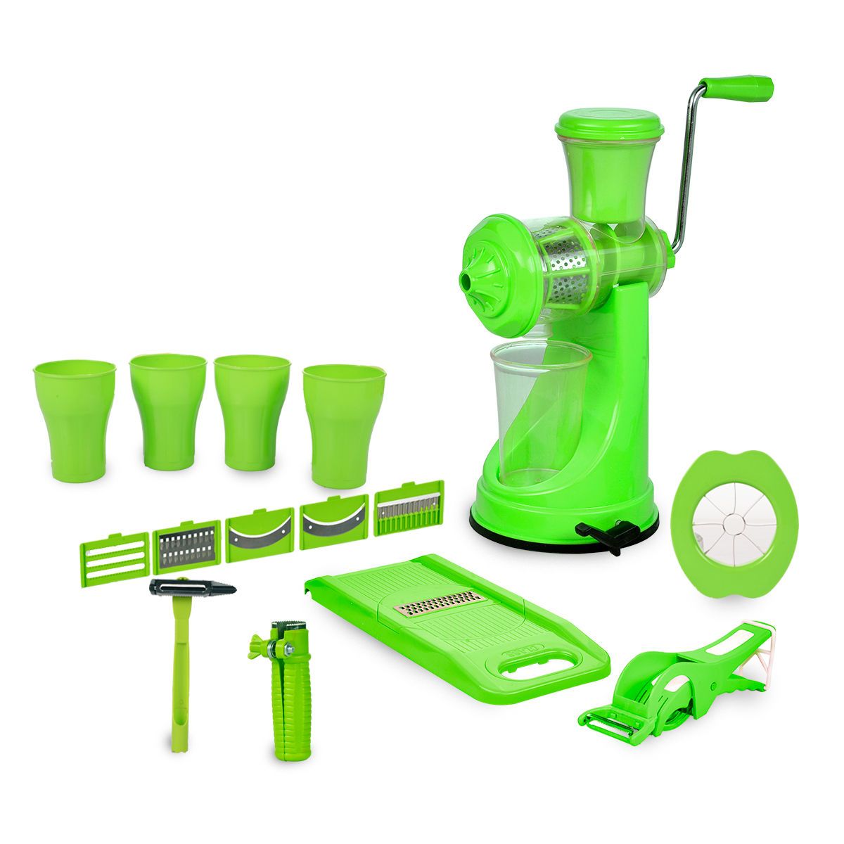 2042 Kitchen Combo - Juicer, 6 in 1 Slicer, Vegetable Cutter, Corn Cutter, Spiral Cutter, 4 in 1 Peeler, Orange Peeler, Apple Cutter and 4pc Glasses - SkyShopy