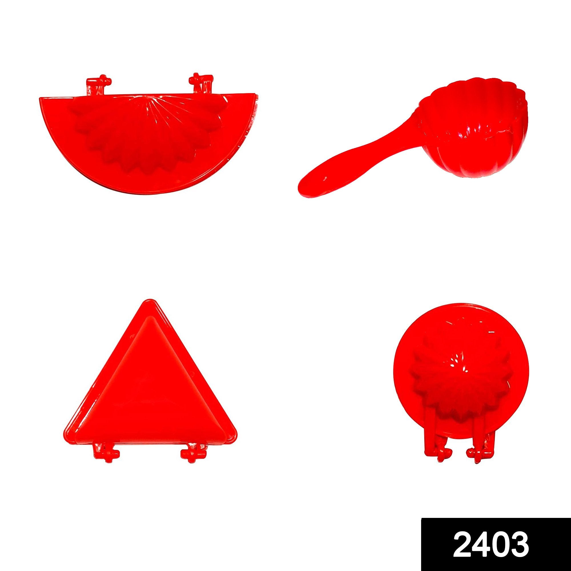 2403 4 Pcs Plastic Red Kitchen Tool Mould Dough Press - SkyShopy