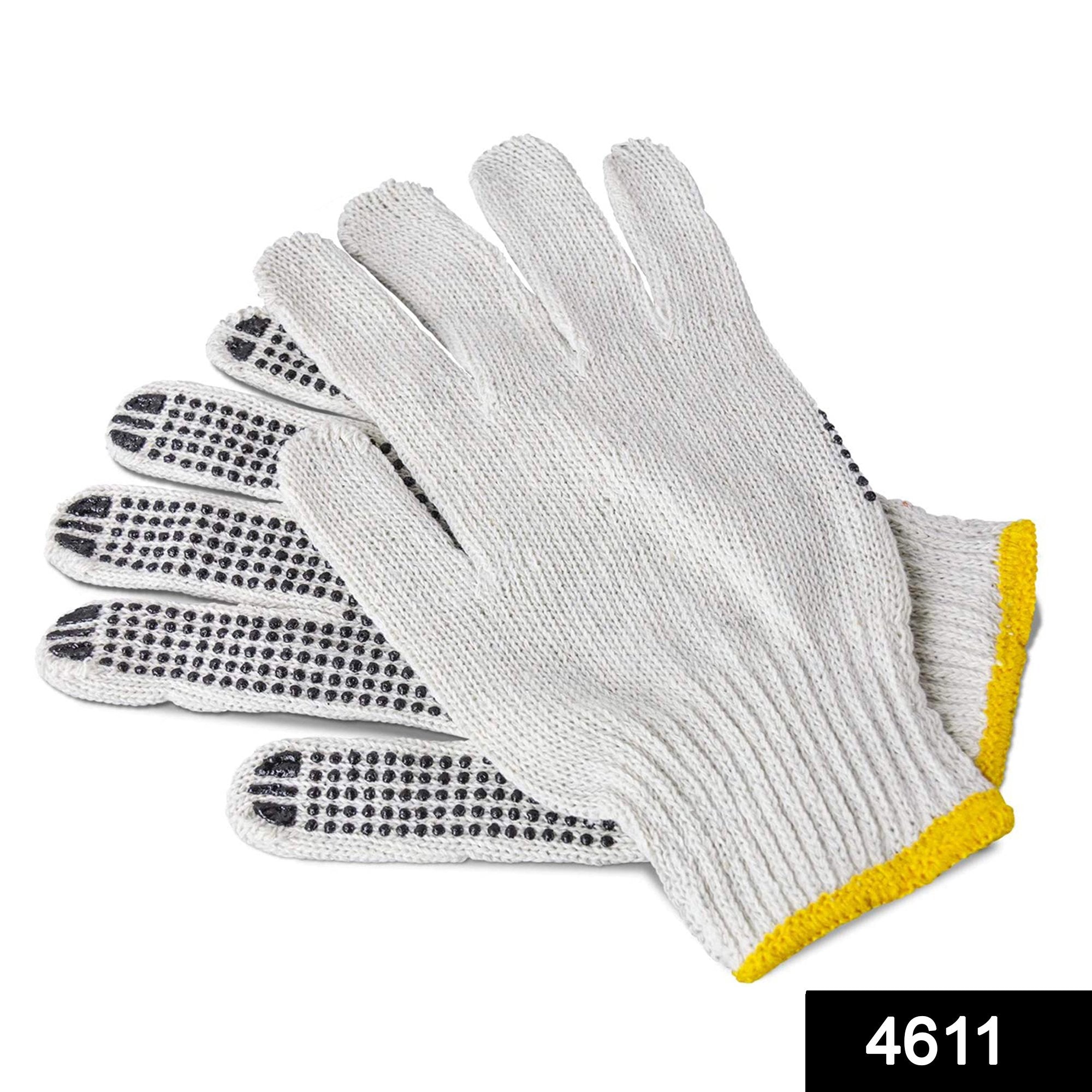 4611 Unisex Knitted/Sewing Cotton Plain Hand Gloves Raw White - SkyShopy