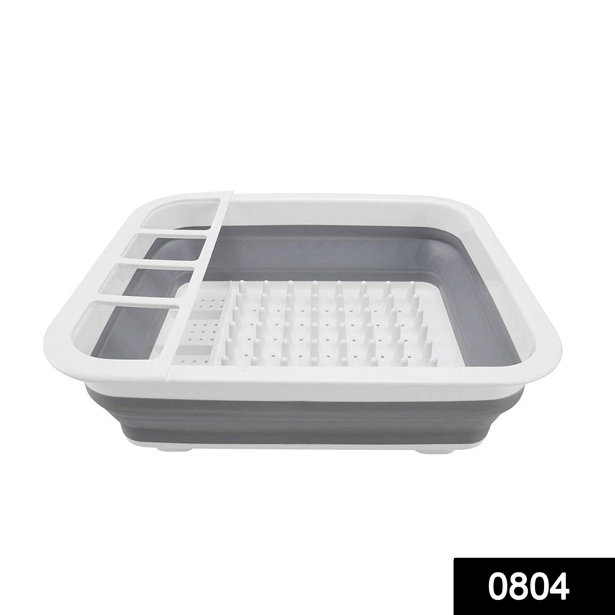 0804 Collapsible Folding Silicone Dish Drying Drainer Rack with Spoon Fork Knife Storage Holder - SkyShopy