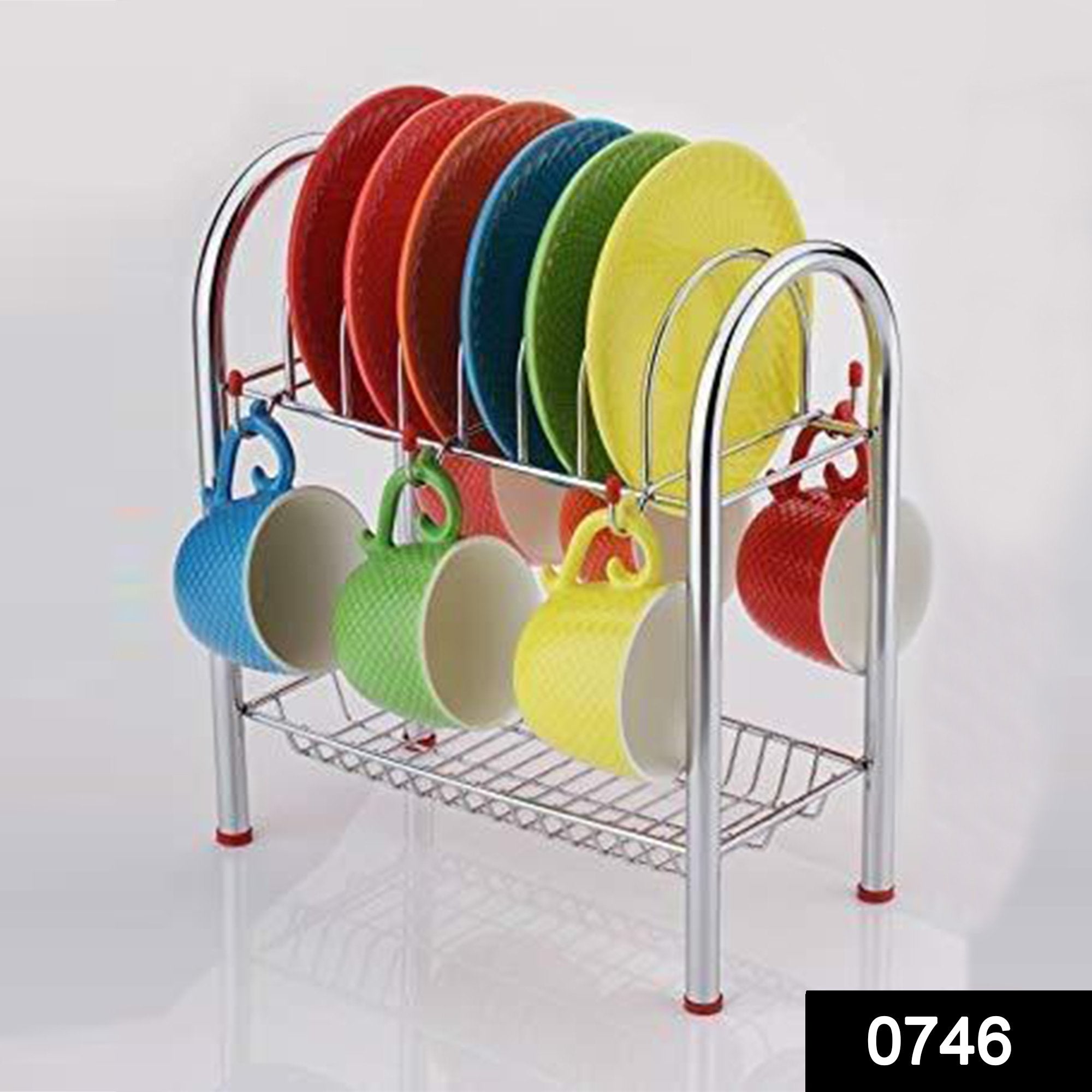 0746_Stainless Steel 2 Layer Plate & Bowl Stand Kitchen Utensil Rack/Cutlery Stand - SkyShopy
