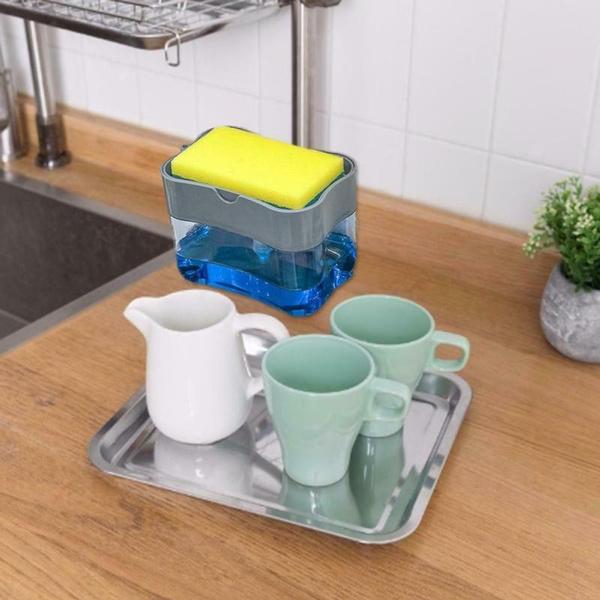 1264 2-in-1 Liquid Soap Dispenser on Countertop with Sponge Holder - SkyShopy