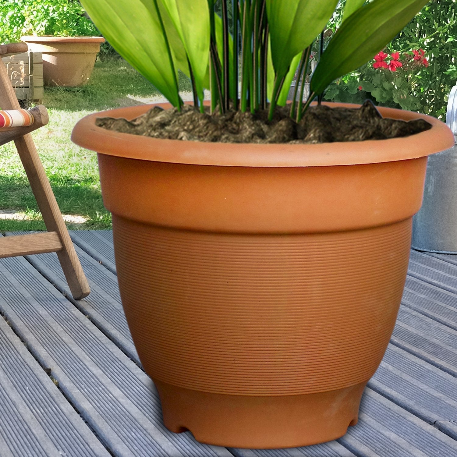 1720 Garden Heavy Plastic Planter Pot Gamla 17x14 inch (Brown, Pack of 1) - SkyShopy
