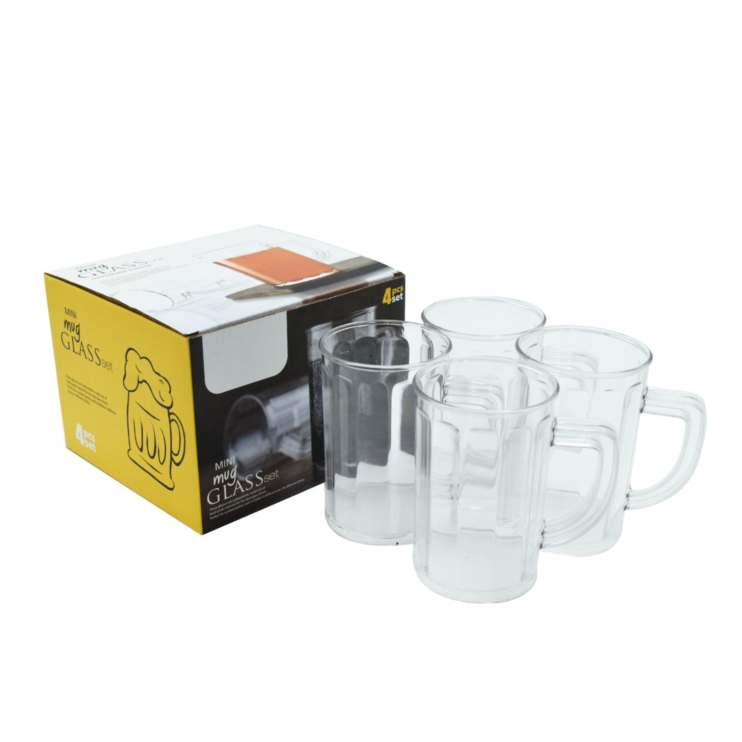 2409 Unbreakable Drinking Plastic Type Glass Set, Beer Mug, Set of 4 PCs, Transparent - SkyShopy