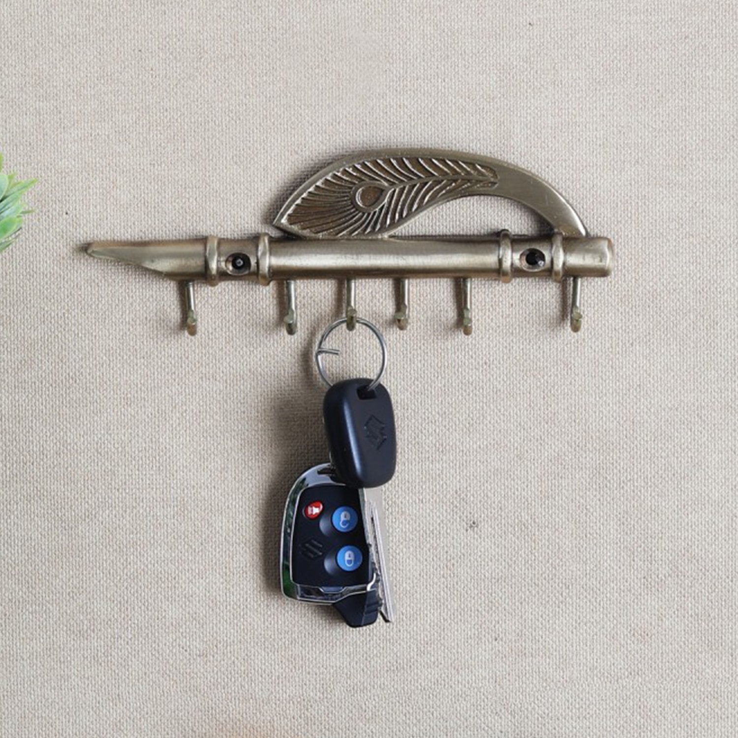 0496 Flute And Feather Shaped Wall Hook Key Holder - SkyShopy