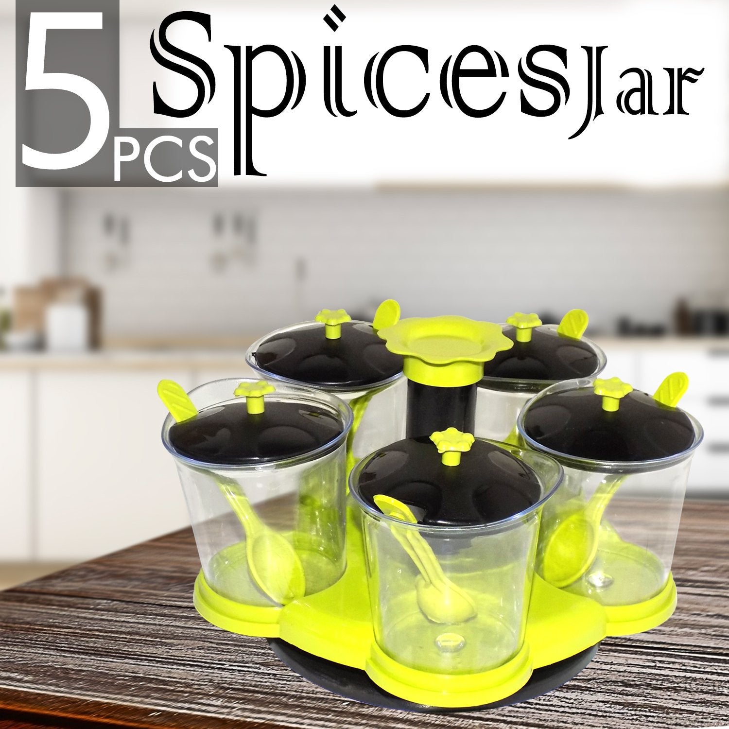 0066 Multipurpose Dining Set Jar and tray holder, Chutneys/Pickles/Spices Jar - 5pc - SkyShopy
