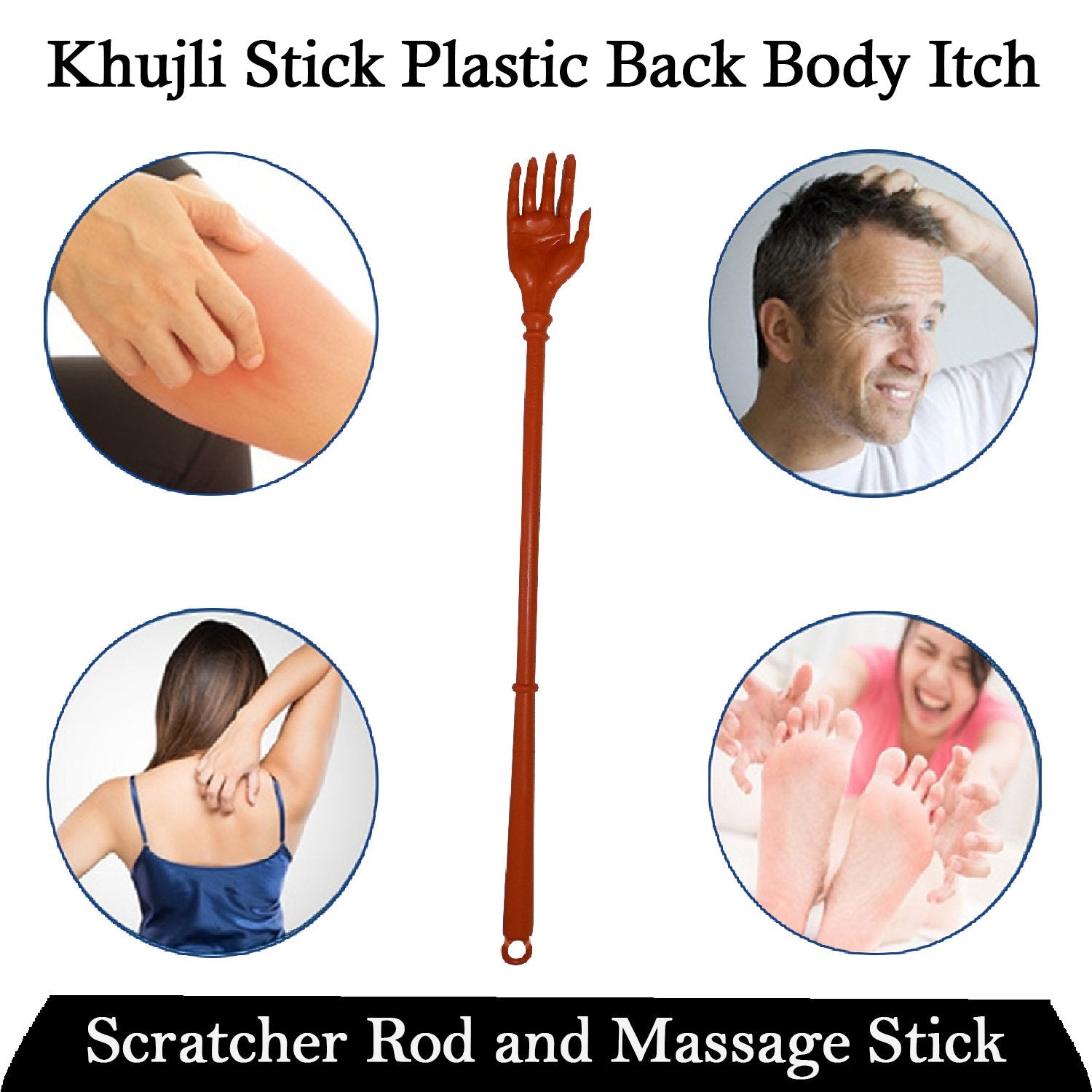 1463 Khujli Stick Plastic Back Body Itch Scratcher Rod and Massage Stick - SkyShopy