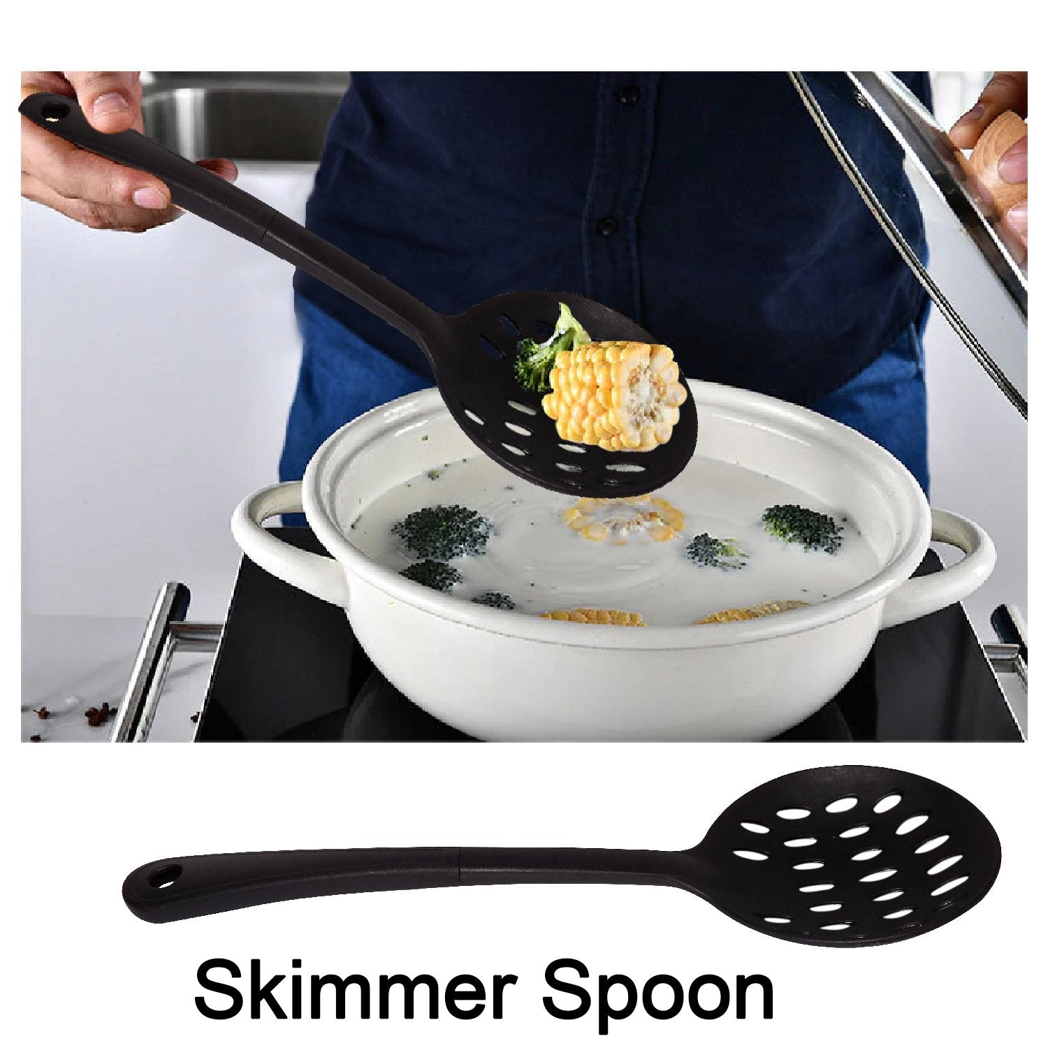 2436 Premium Kitchen Utensil Silicone Slotted Skimmer - SkyShopy