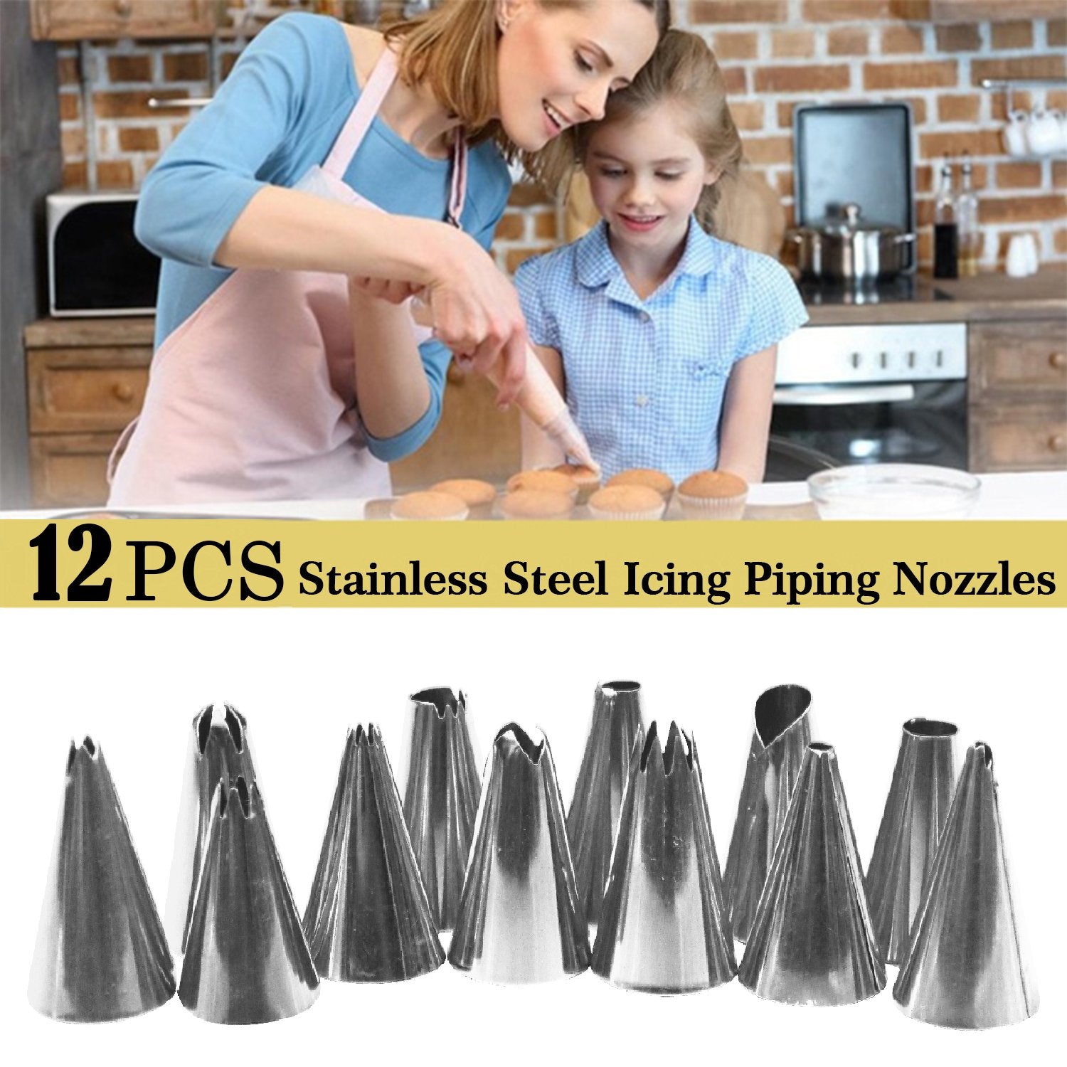 4641 Cake Decorating Stainless Steel Nozzle (12pcs) - SkyShopy
