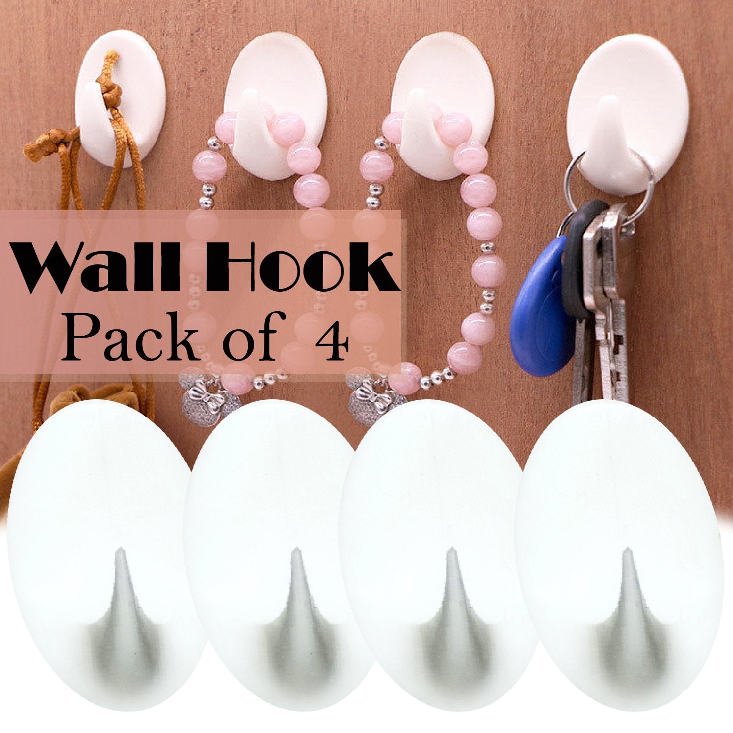 4638 Self Adhesive Plastic Wall Hook (Pack of 4) - SkyShopy