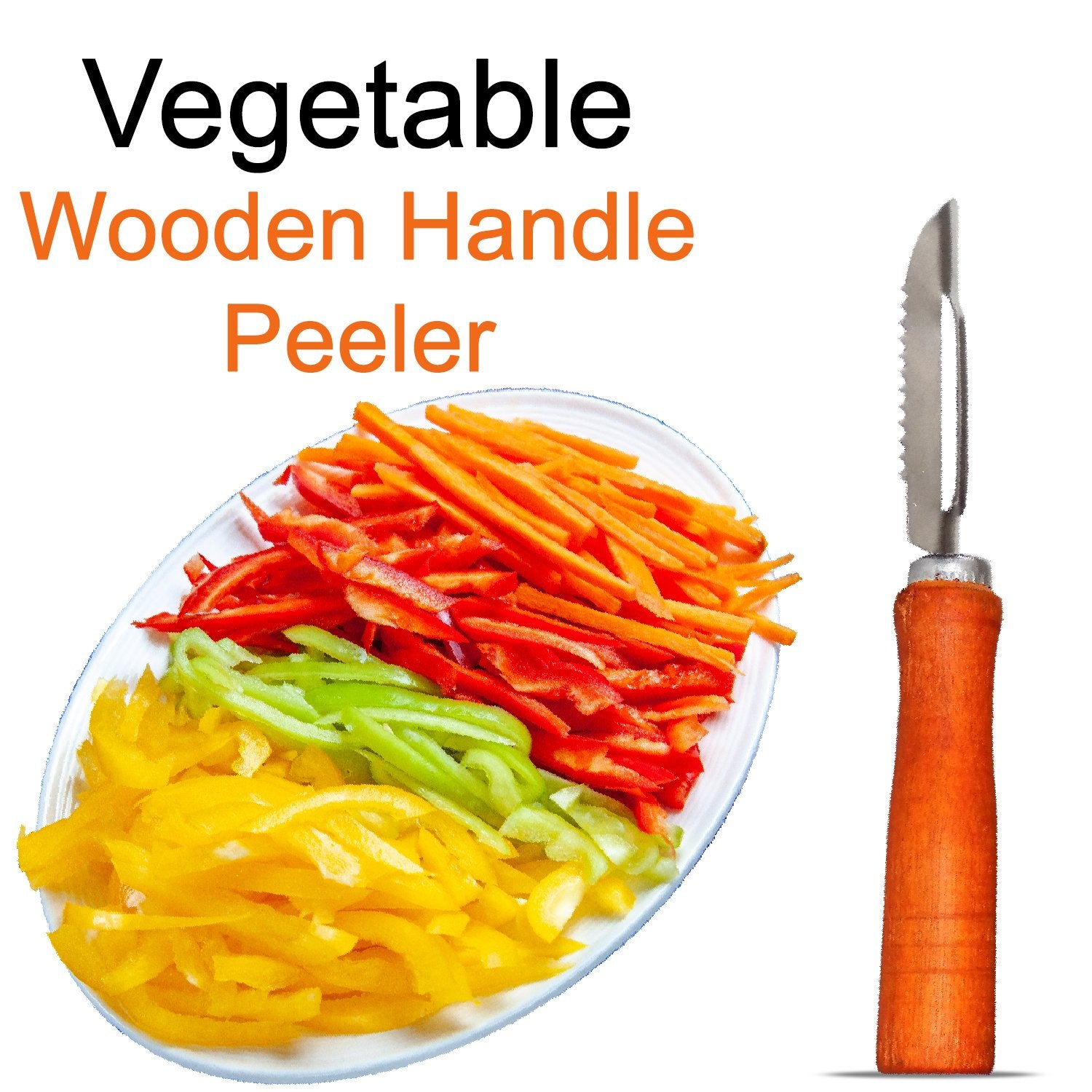 2455 Wooden Handle and Stainless Steel Vegetable Peeler - SkyShopy